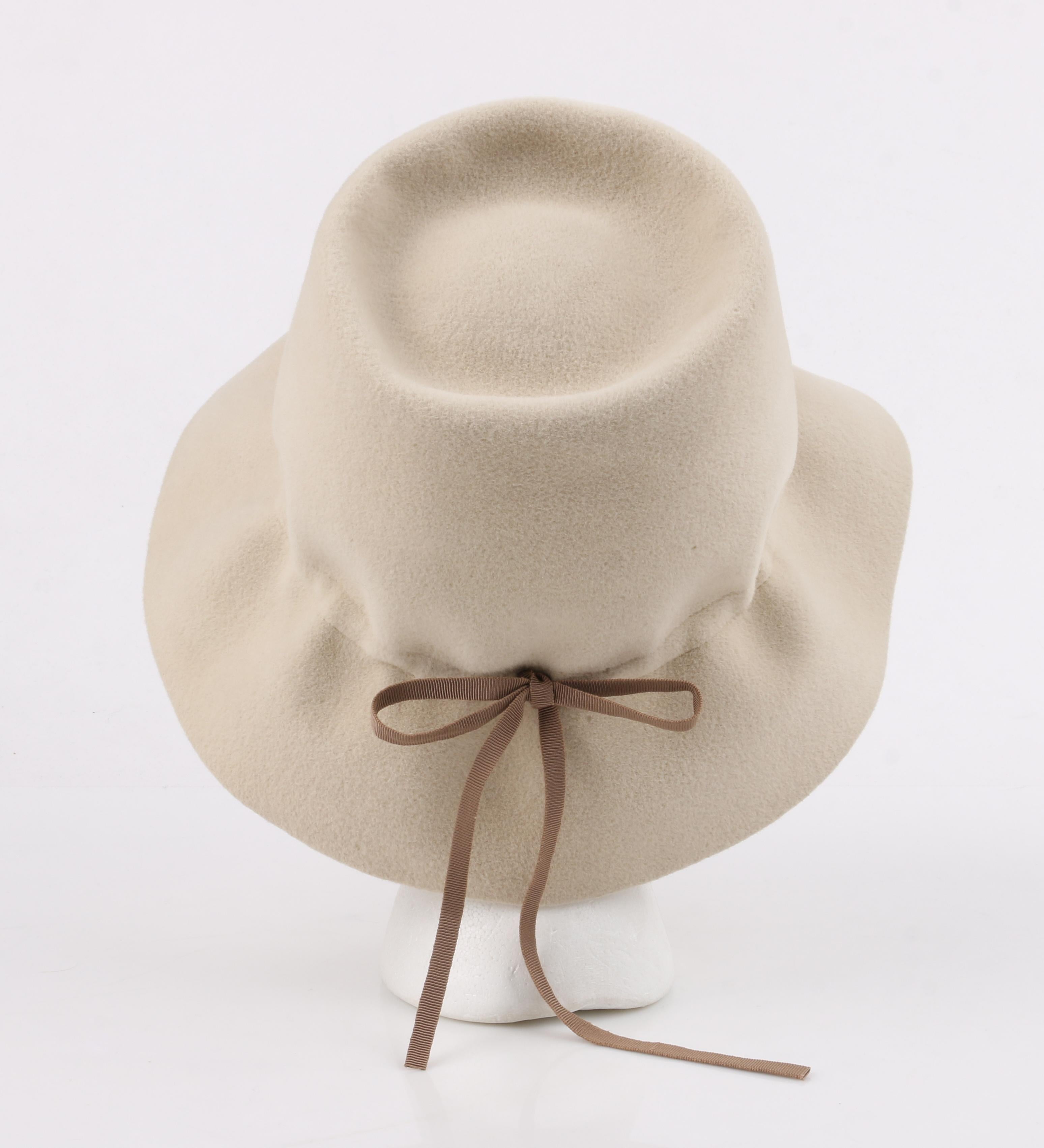 YVES SAINT LAURENT c.1960’s YSL Cream Felted Fur Structured Bucket Hat In Good Condition In Thiensville, WI