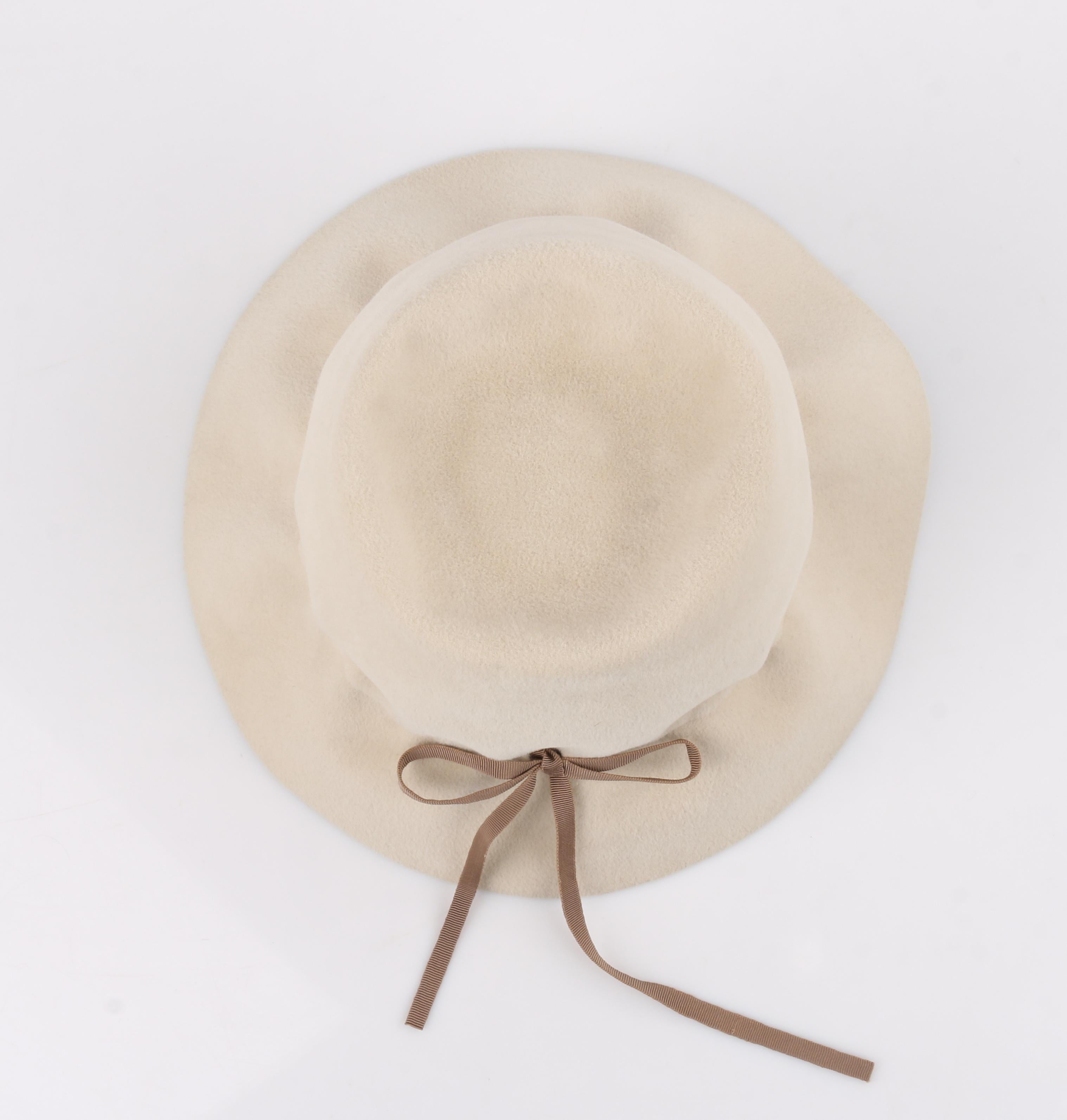 YVES SAINT LAURENT c.1960’s YSL Cream Felted Fur Structured Bucket Hat 1