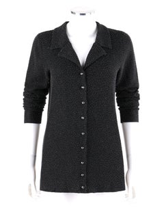 YVES SAINT LAURENT c.1980's Rive Gauche Dark Gray Beaded Silk Cashmere Knit YSL