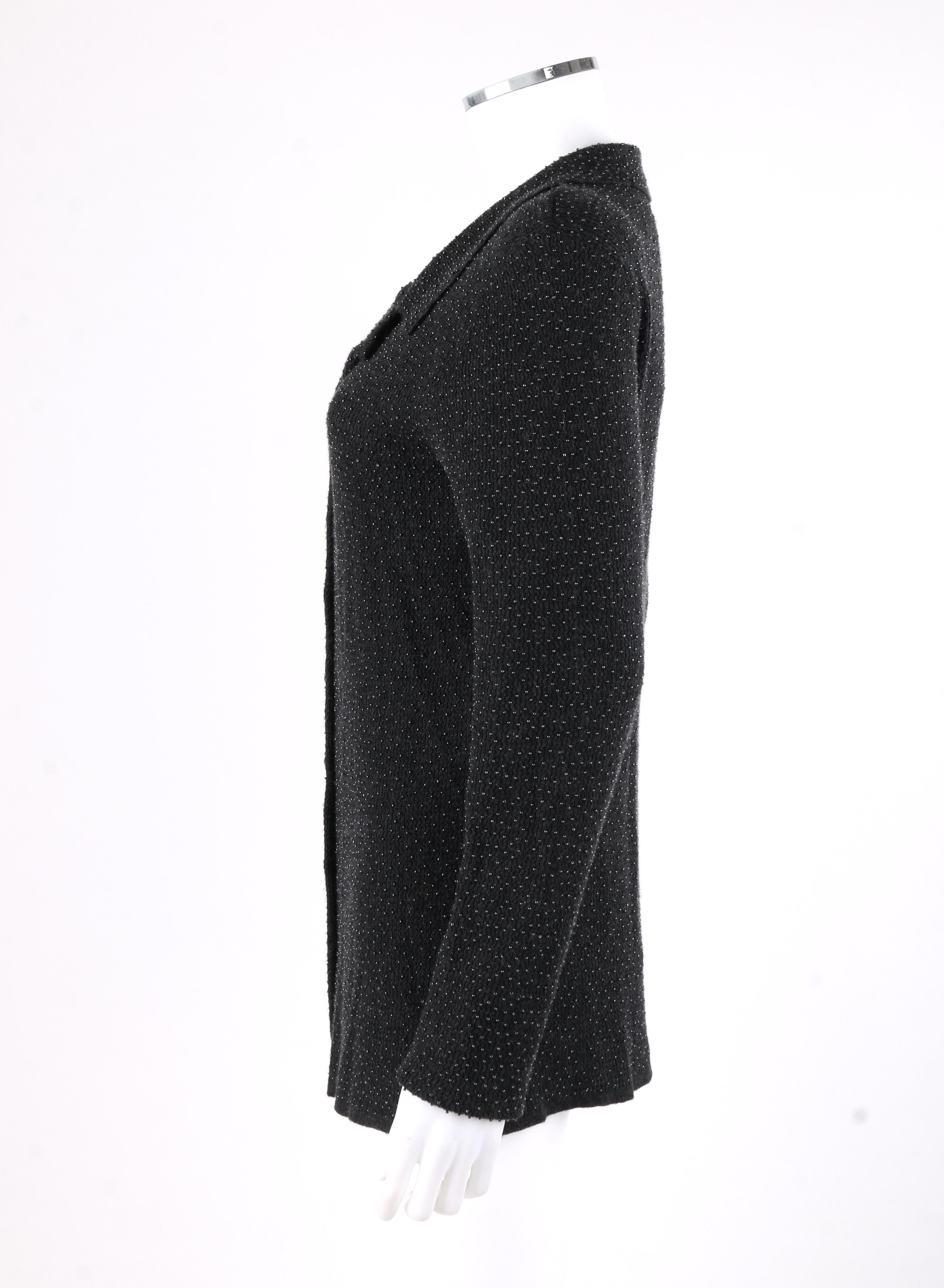 Women's YVES SAINT LAURENT c.1980's Rive Gauche Dark Gray Beaded Silk Cashmere Knit YSL For Sale