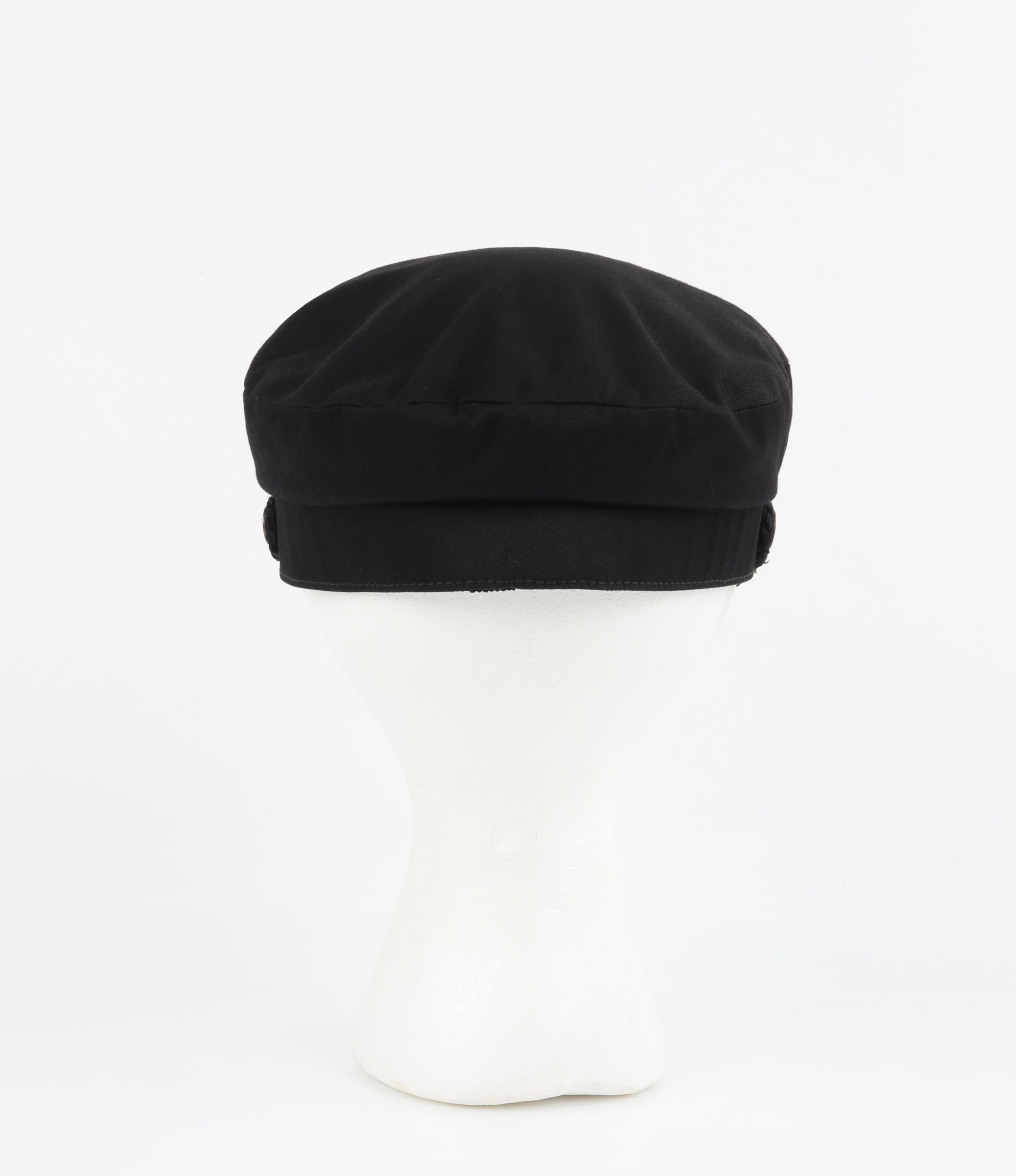 YVES SAINT LAURENT c.2000's Black Gold Breaton Military Hat YSL In Good Condition In Thiensville, WI