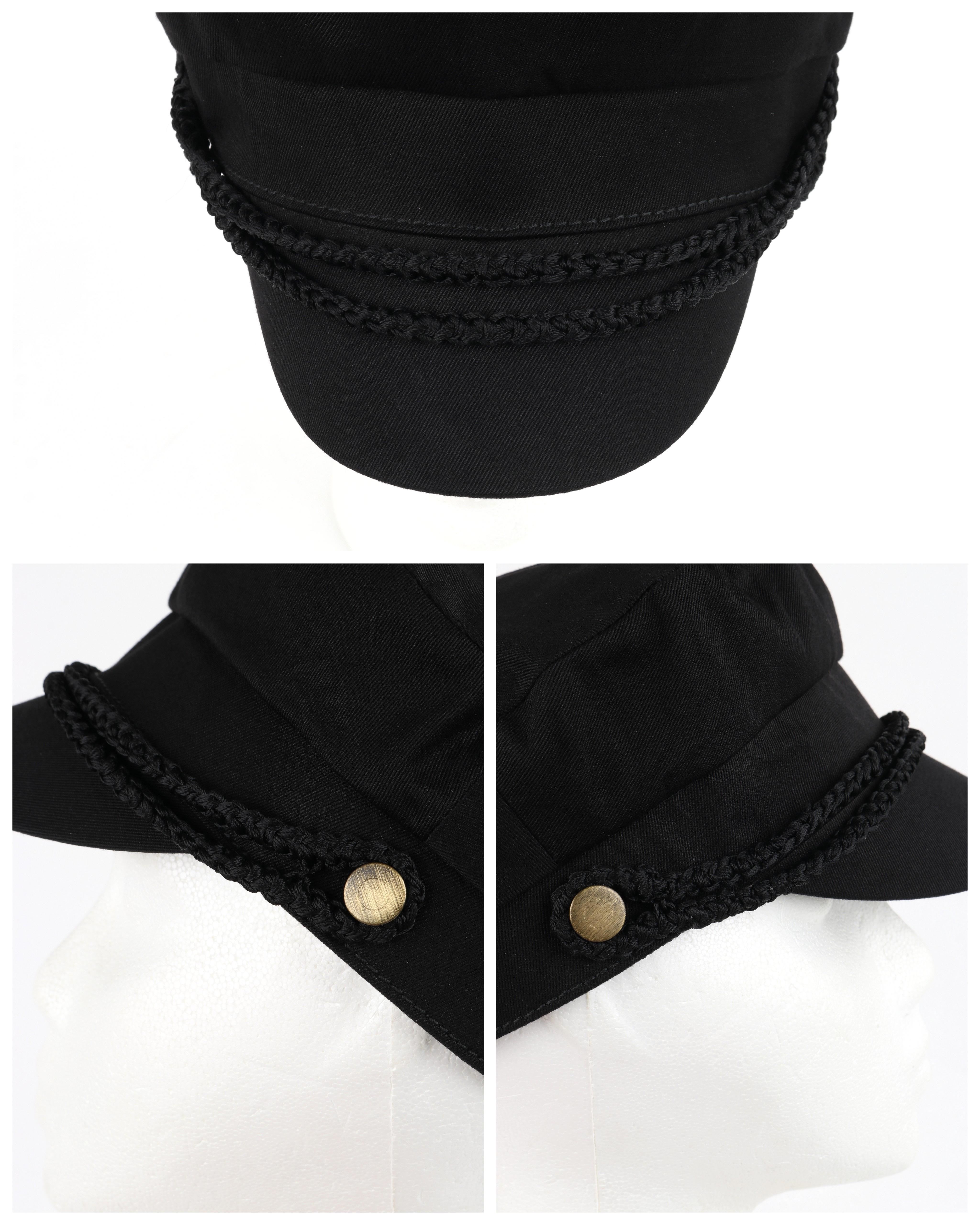 YVES SAINT LAURENT c.2000's Black Gold Breaton Military Hat YSL 1