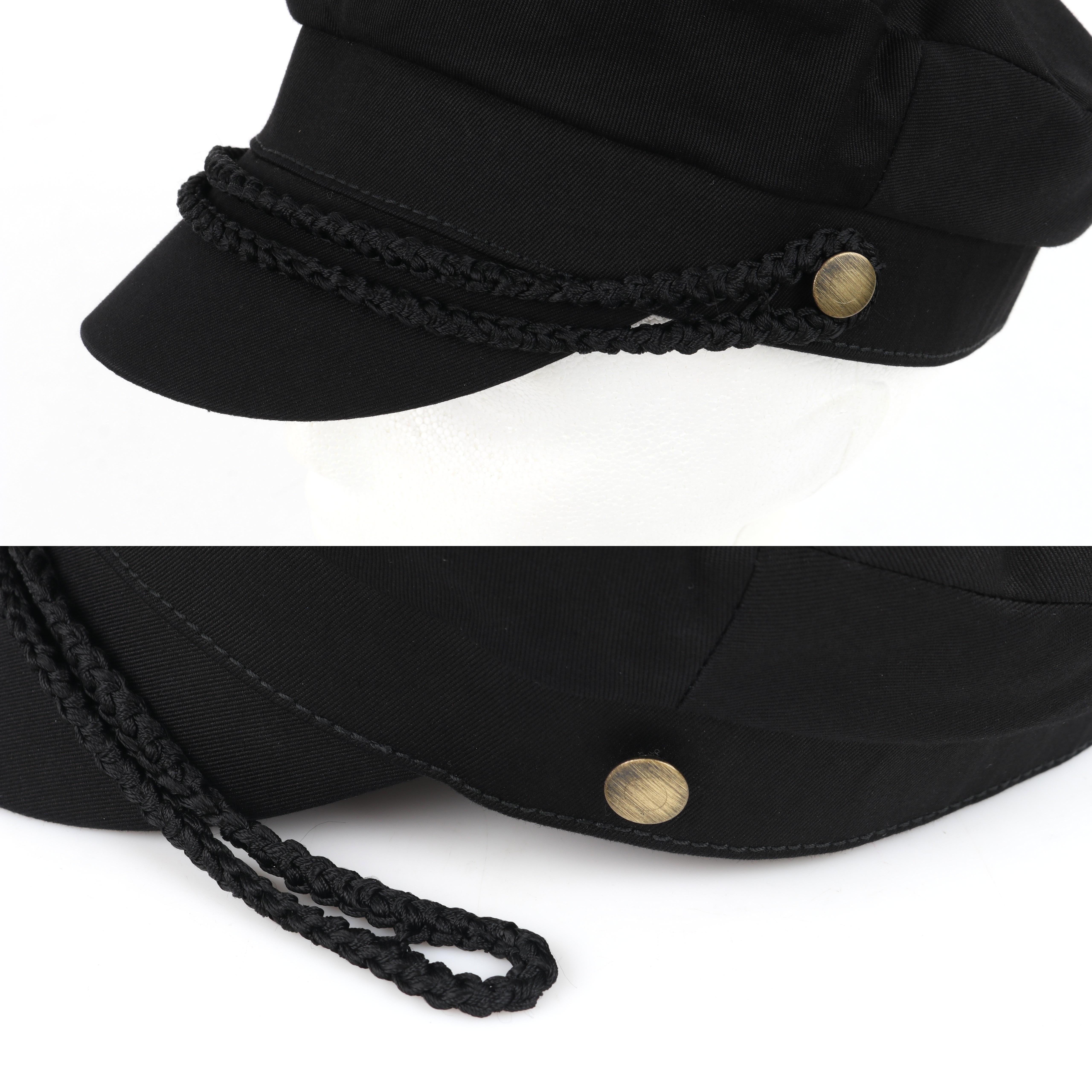 YVES SAINT LAURENT c.2000's Black Gold Breaton Military Hat YSL 2