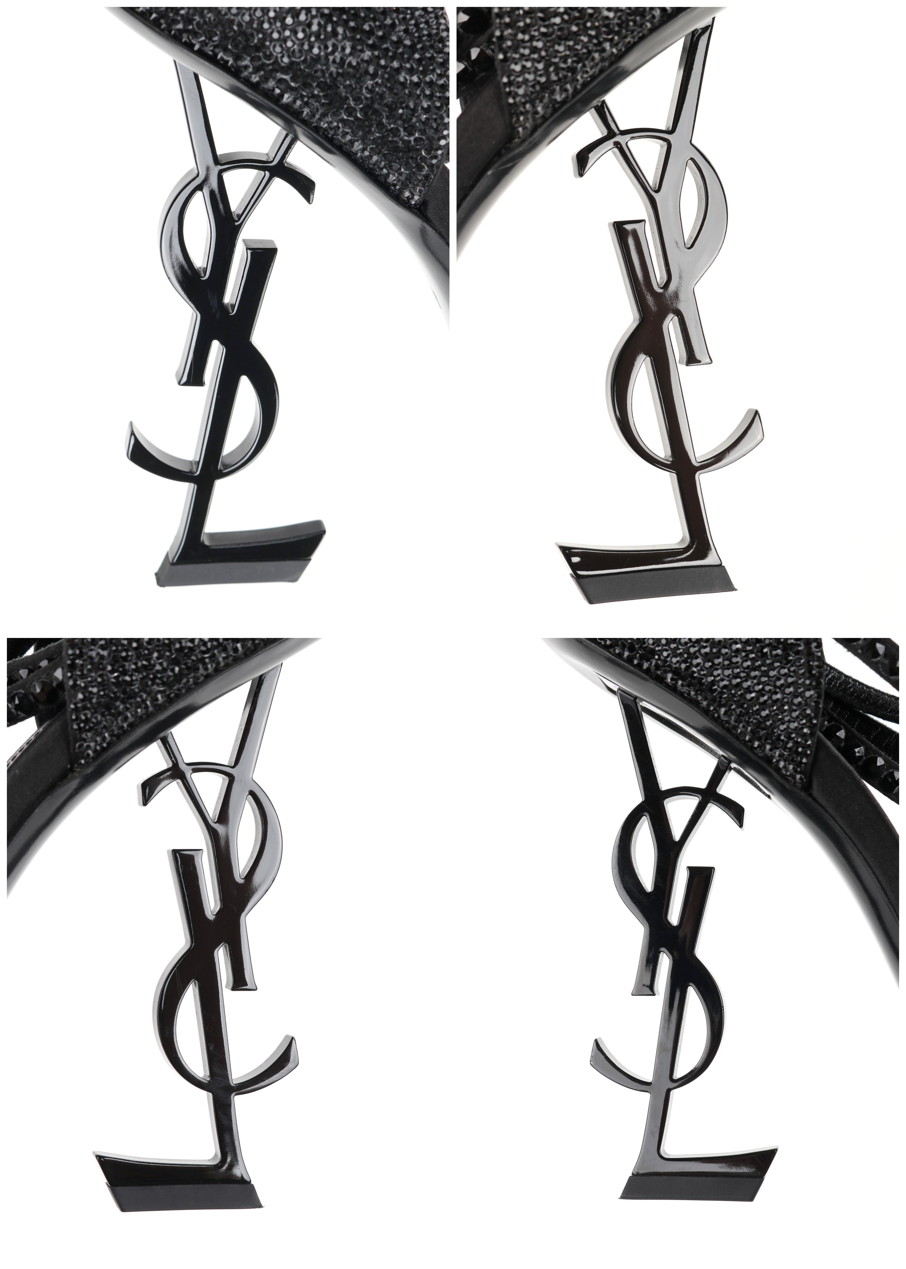 YVES SAINT LAURENT c.2017 „Opyum“ Sandalen mit Absatz aus schwarzem Swarovski-Kristall und YSL-Logo im Angebot 6