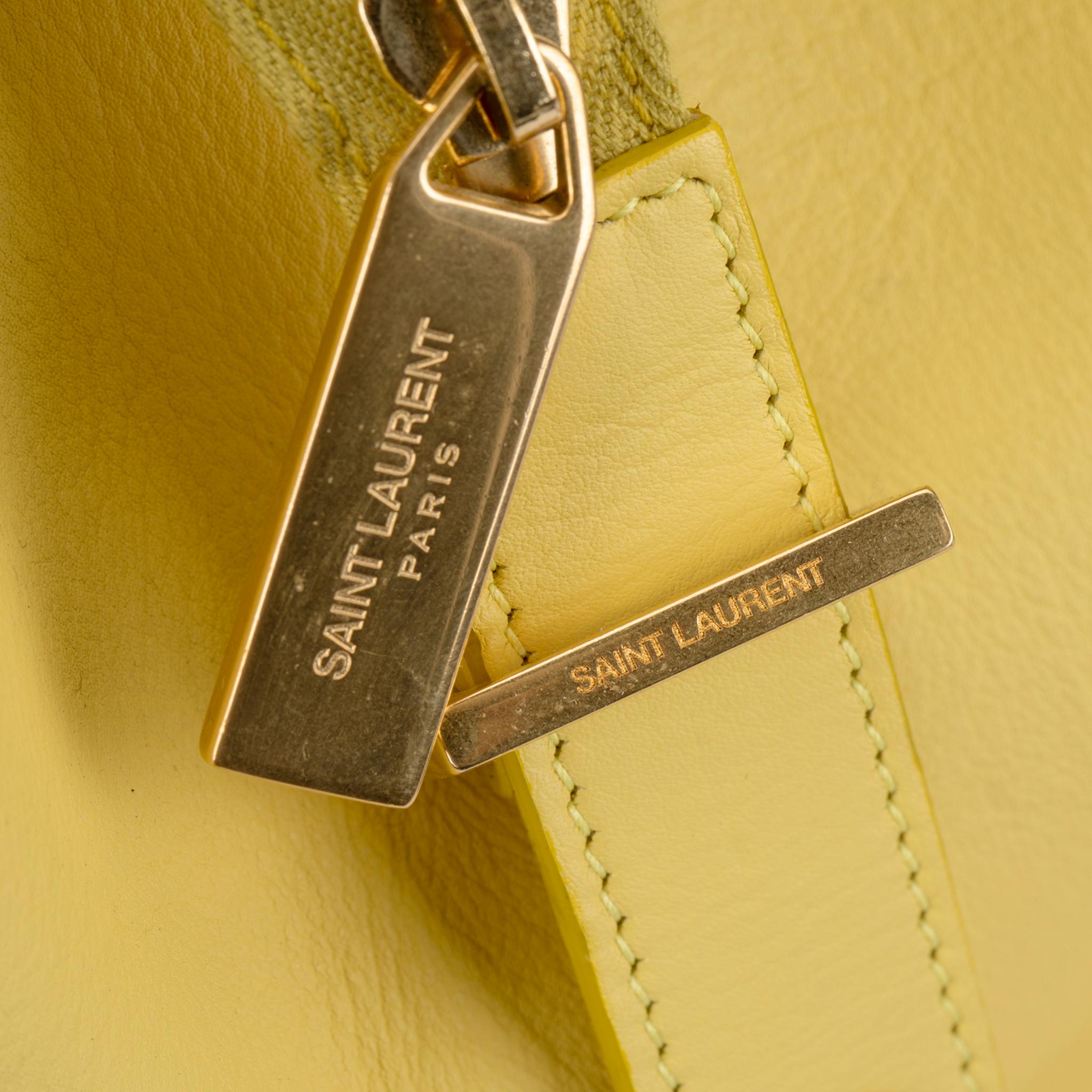 Yves Saint Laurent Cabas Chyc Tote Yellow Aged Gold Hardware For Sale 4