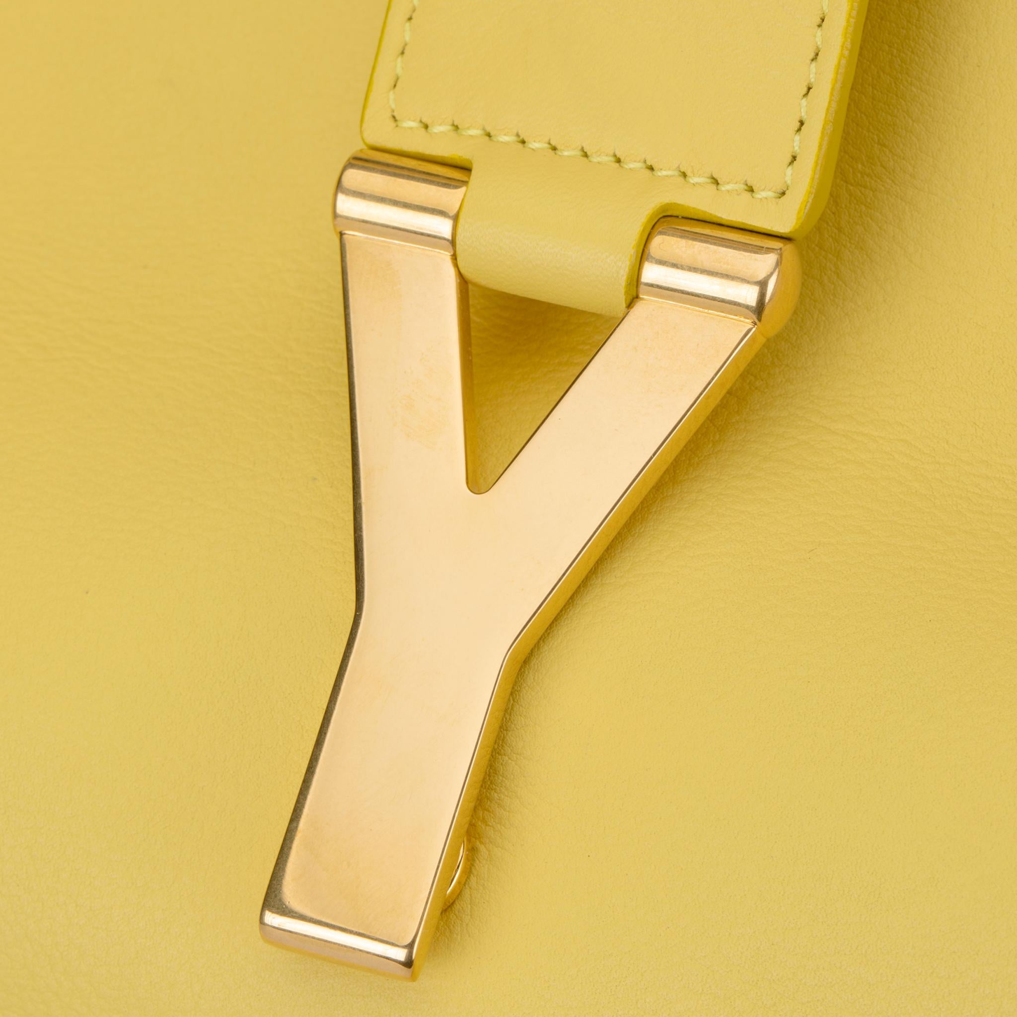 Yves Saint Laurent Cabas Chyc Tote Yellow Aged Gold Hardware For Sale 6