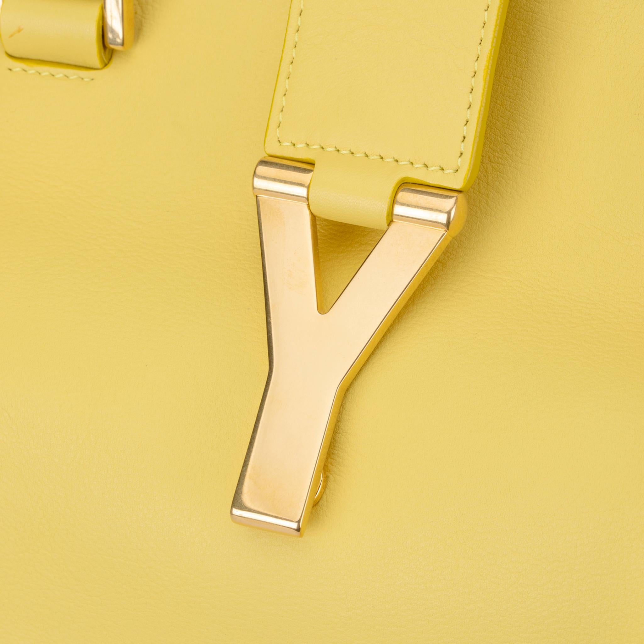 Yves Saint Laurent Cabas Chyc Tote Yellow Aged Gold Hardware For Sale 7