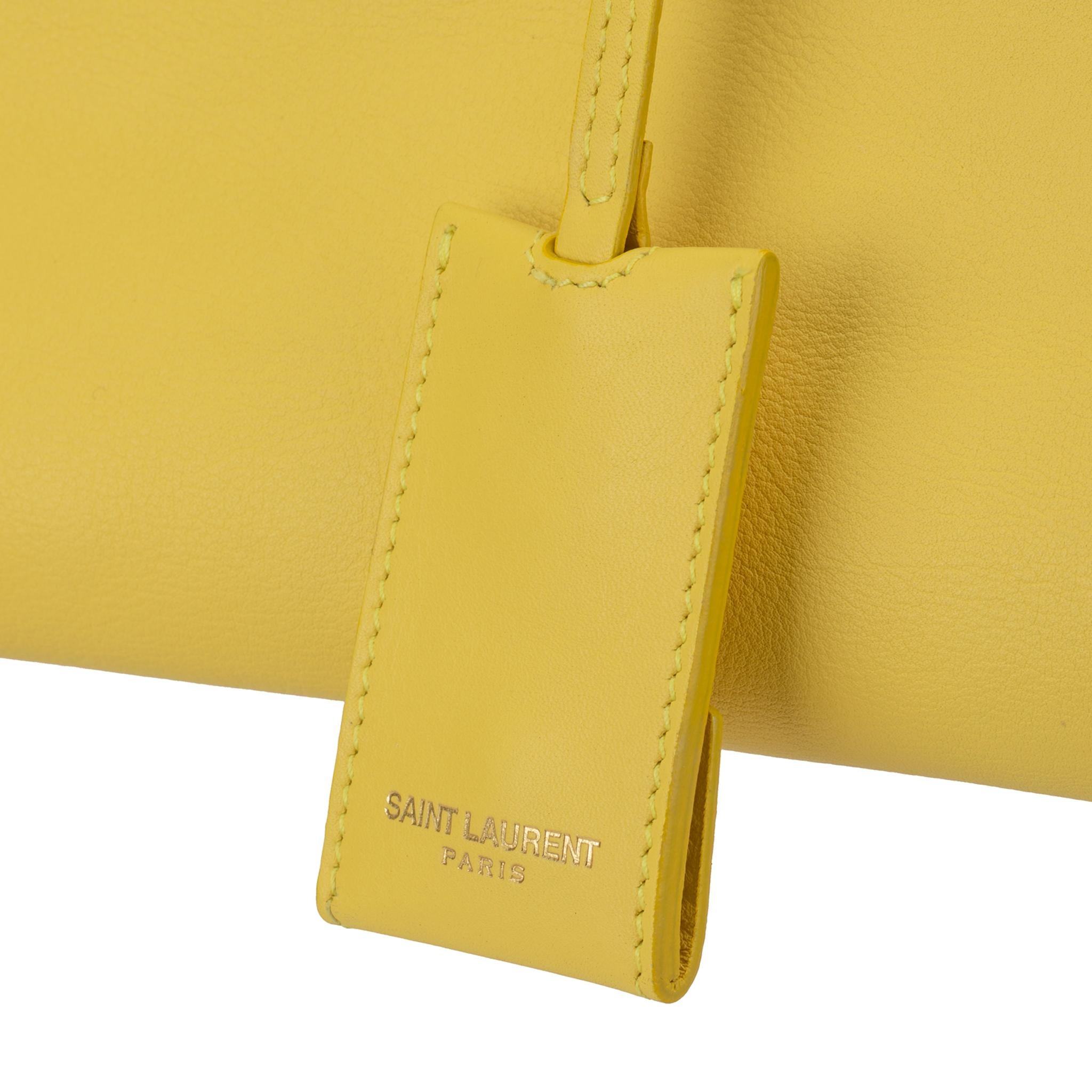 Yves Saint Laurent Cabas Chyc Tote Yellow Aged Gold Hardware For Sale 8