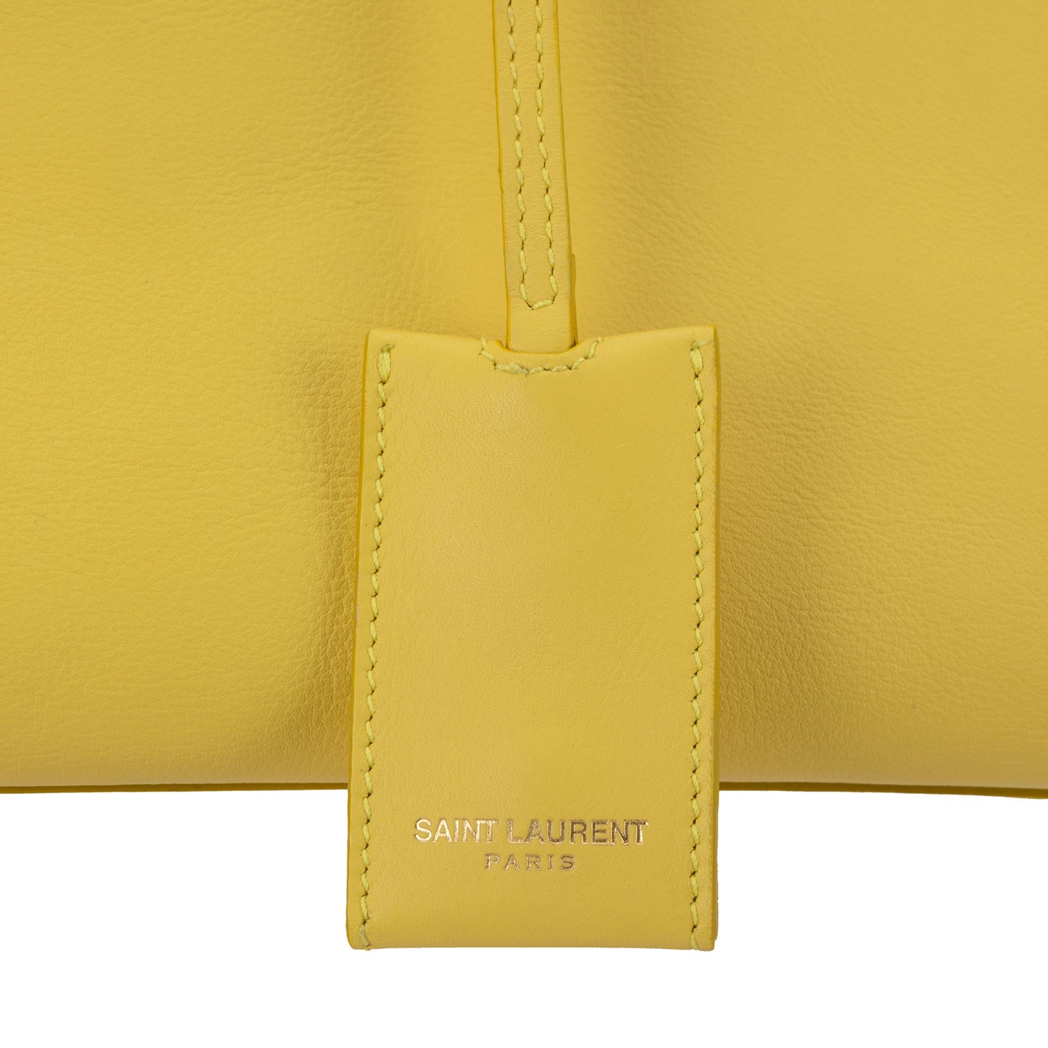 Yves Saint Laurent Cabas Chyc Tote Yellow Aged Gold Hardware For Sale 9