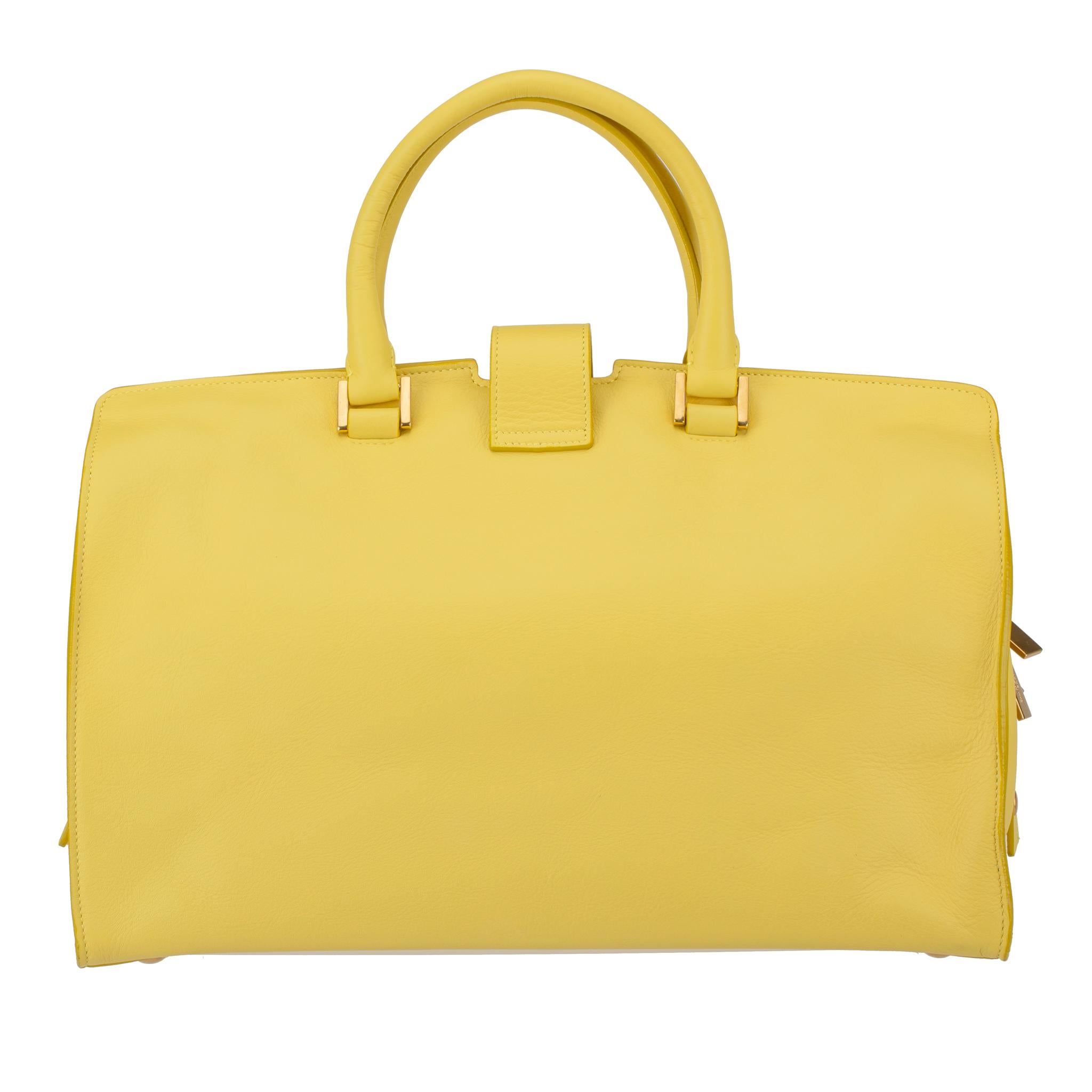 Yves Saint Laurent Cabas Chyc Tote Yellow Aged Gold Hardware For Sale 10