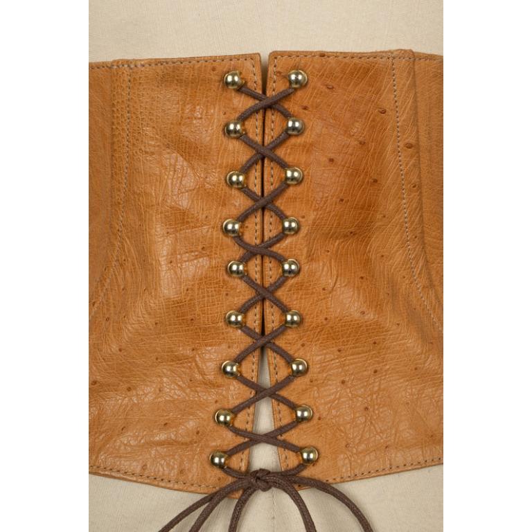 Yves Saint Laurent Camel-color Shiny Ostrich Leather Corset, circa 1990 For Sale 1