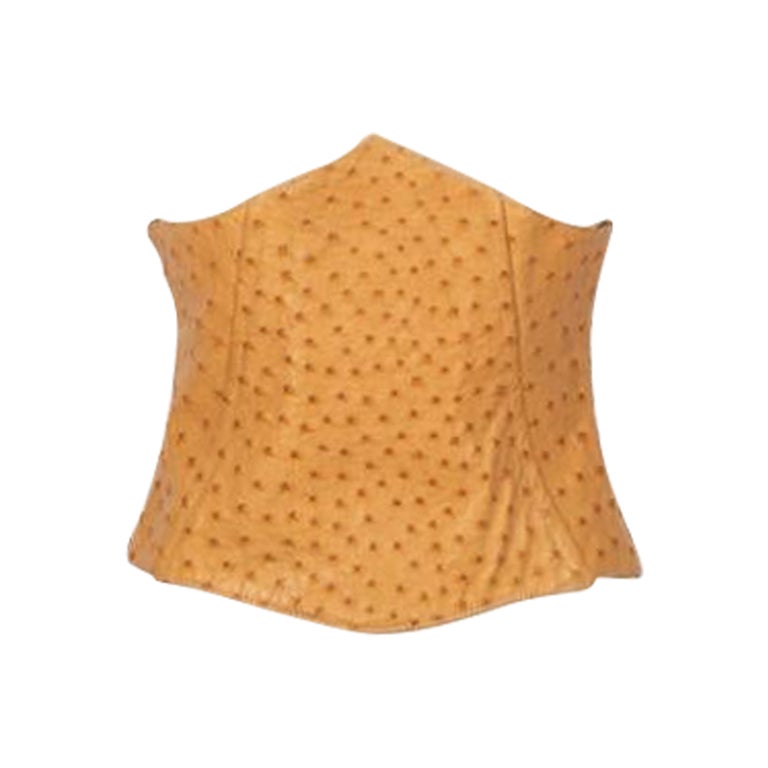Yves Saint Laurent Camel-color Shiny Ostrich Leather Corset, circa 1990 For Sale