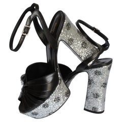 Yves Saint Laurent Candy Platform Sandals Silver Glitter Hedi Slimane EU 39 New
