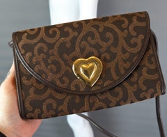 Yves Saint Laurent canvas shoulder bag, gold tone heart