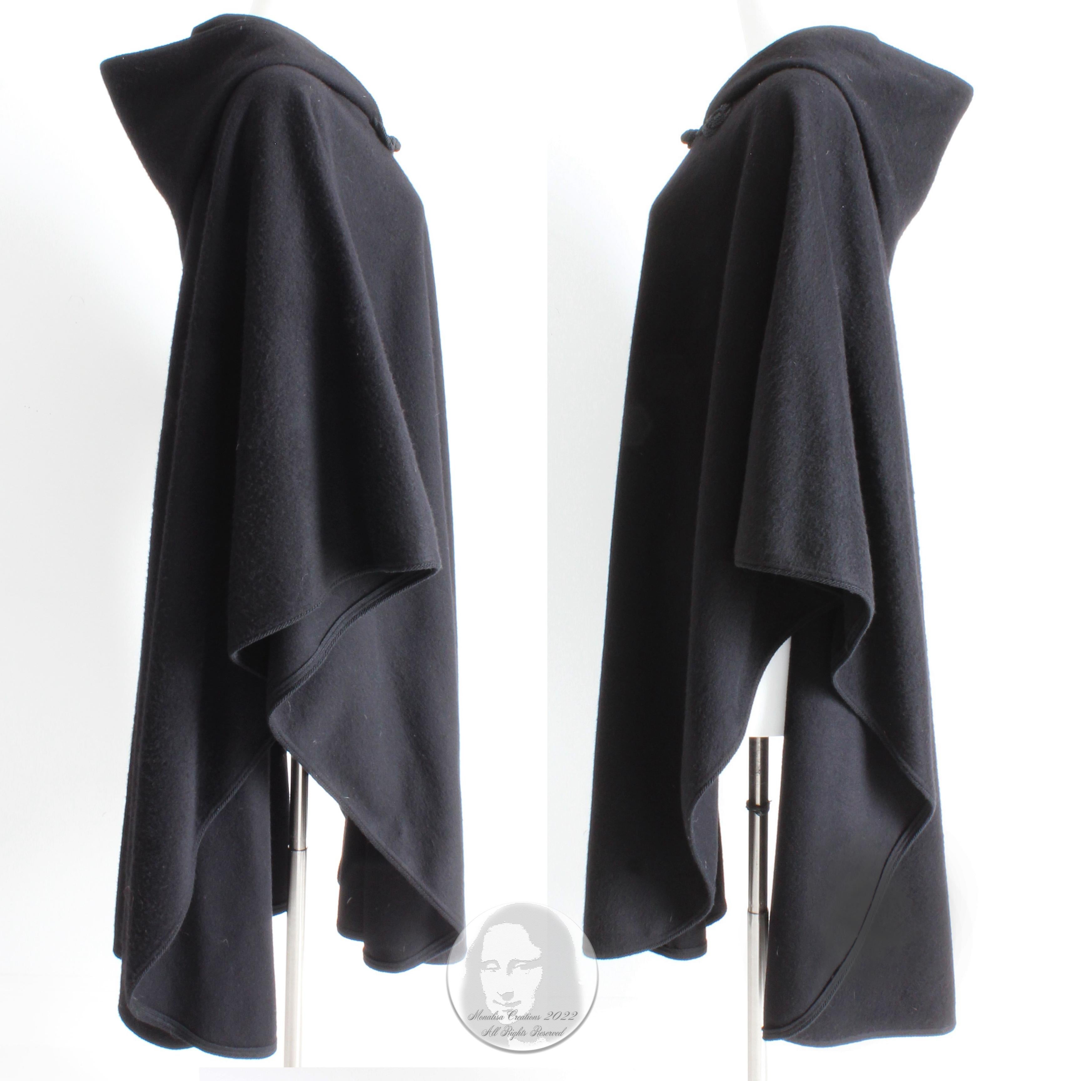 Yves Saint Laurent Cape with Hood Black Wool Silk Tassel Ballet Russes 1977 OSFM 3