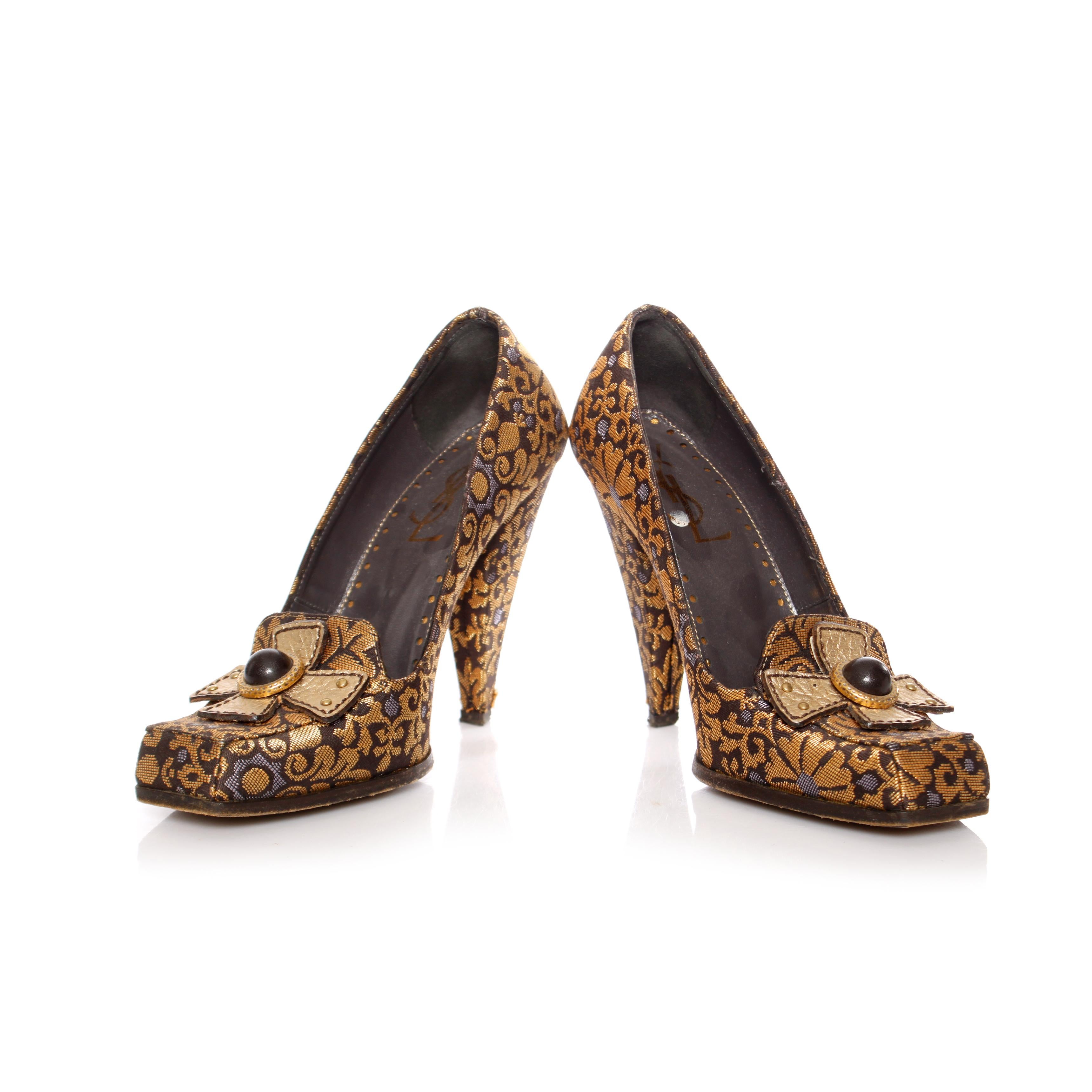 Women's Yves Saint Laurent, Casablanca brocade heels. For Sale