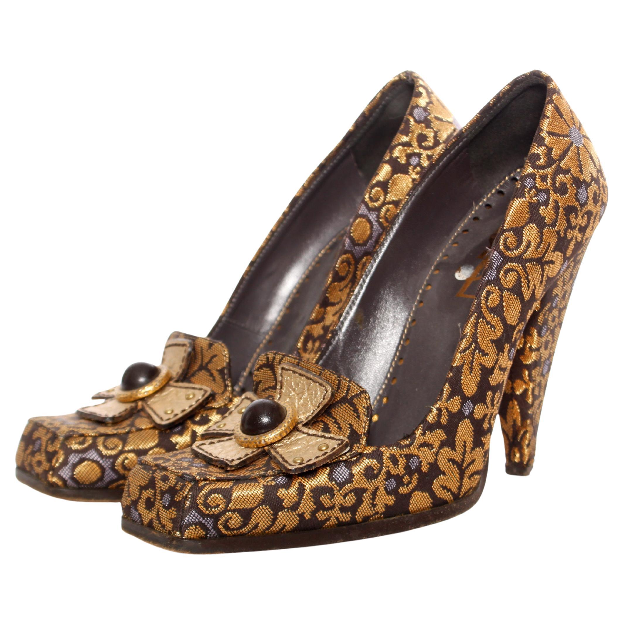 Yves Saint Laurent, Casablanca brocade heels. For Sale