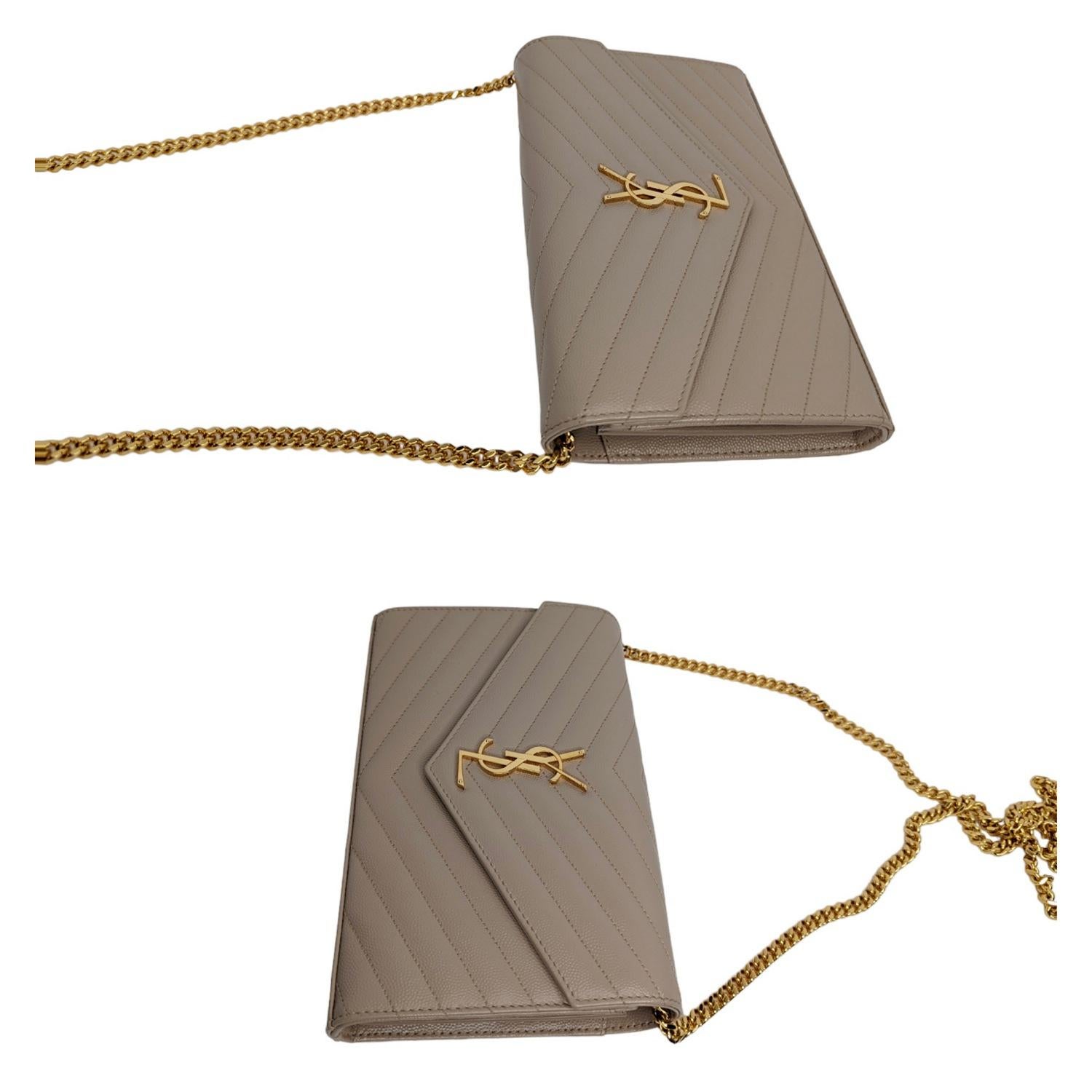 YVES Saint Laurent Cassandre Matelassé Wallet On Chain In Excellent Condition For Sale In Scottsdale, AZ