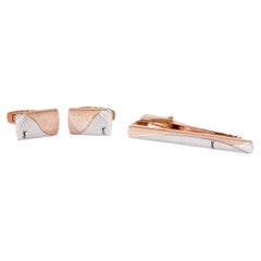 Yves Saint Laurent Cassandre YSL logo Tie Clip And Cufflinks Set