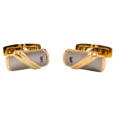 Yves Saint Laurent Cassandre YSL Gemelos rectangulares de plata