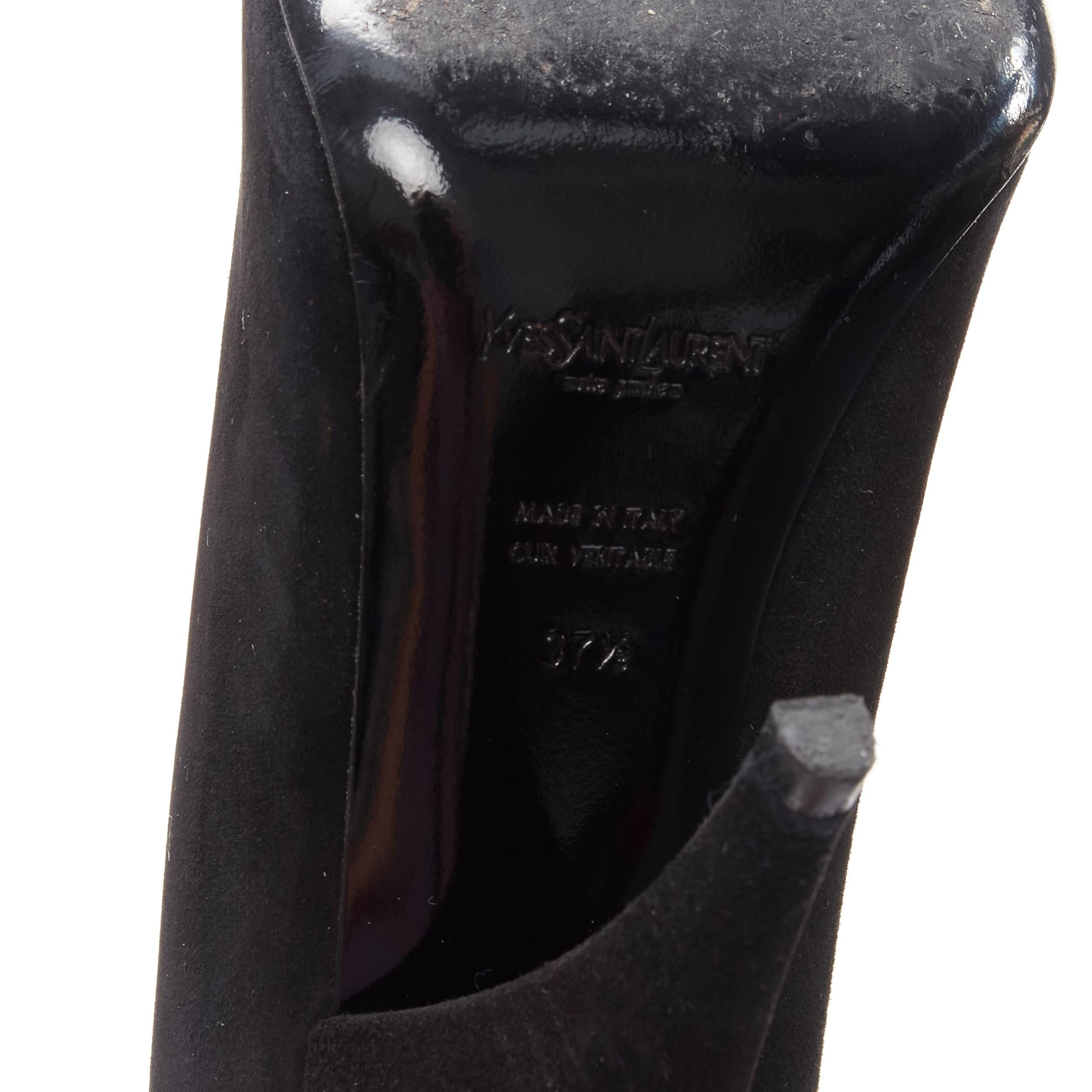 YVES SAINT LAURENT - Chaussures à talons Charlie 105 en daim noir avec strass EU37,5 en vente 5