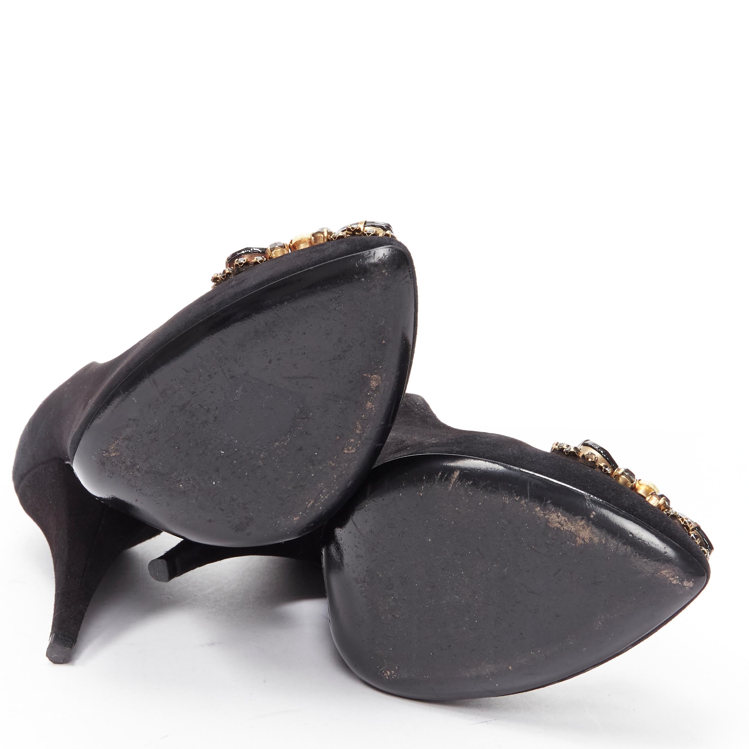 YVES SAINT LAURENT Charlie 105 black suede rhinestone jewel heel pump EU37.5 For Sale 7