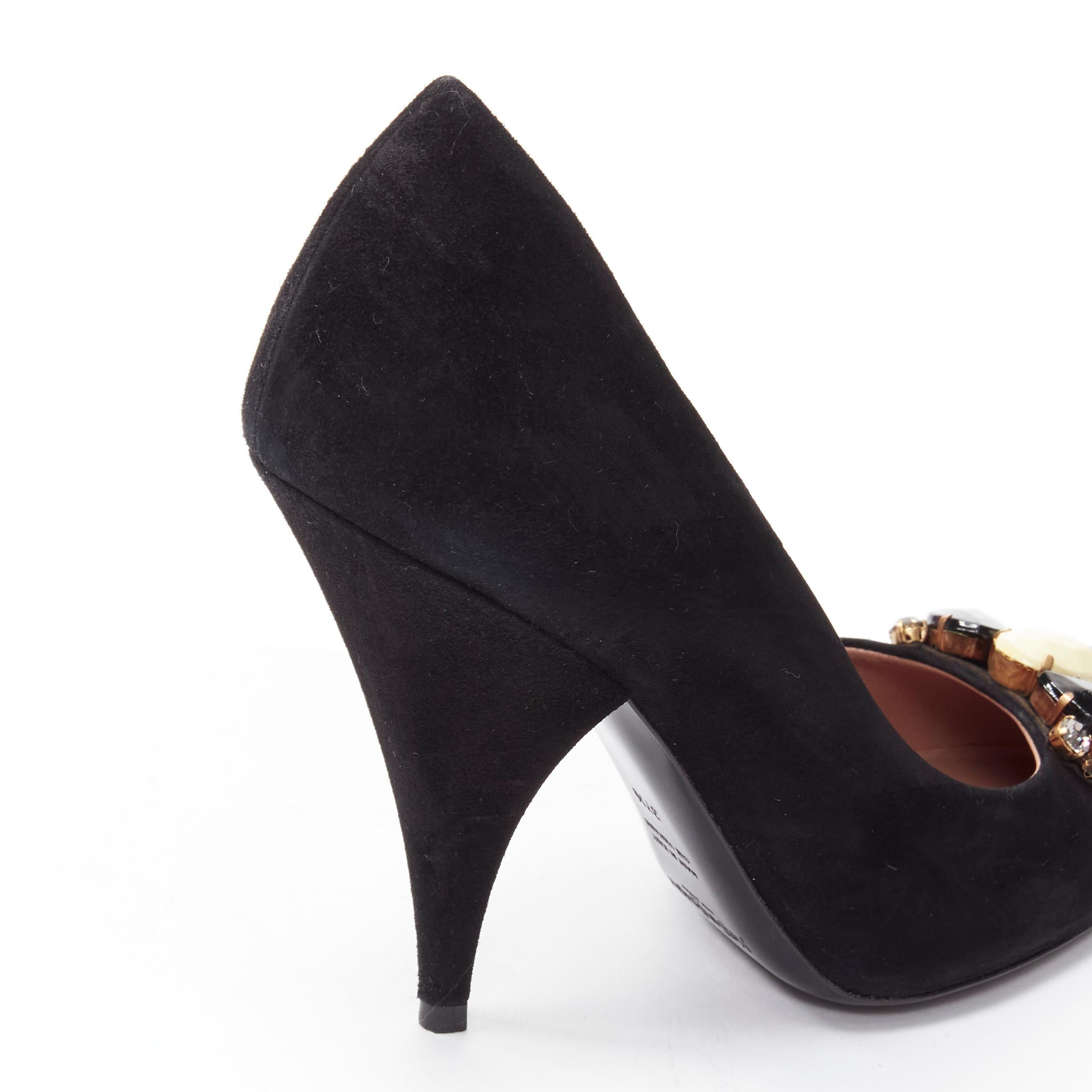 YVES SAINT LAURENT - Chaussures à talons Charlie 105 en daim noir avec strass EU37,5 en vente 3