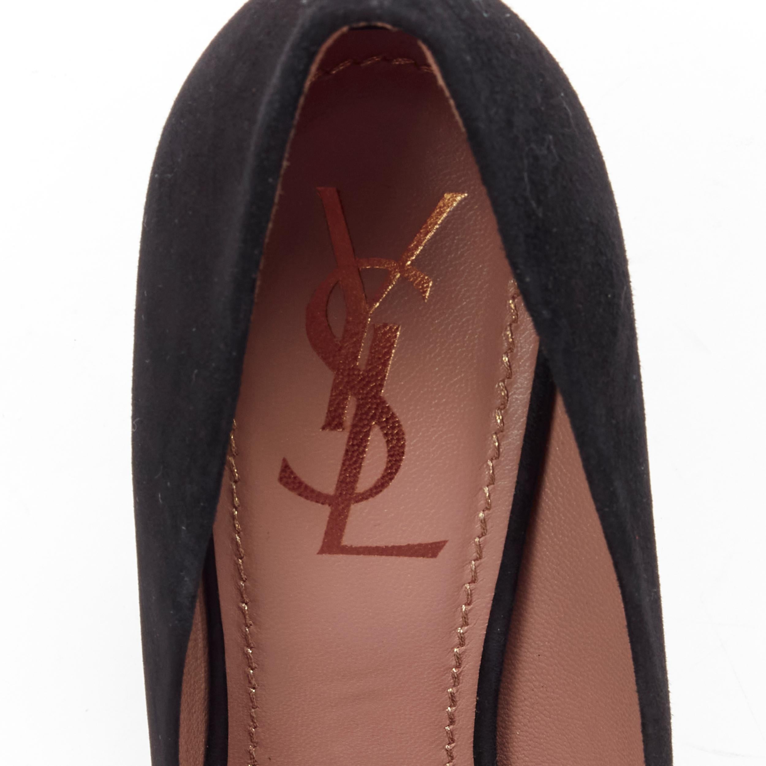 YVES SAINT LAURENT - Chaussures à talons Charlie 105 en daim noir avec strass EU37,5 en vente 4