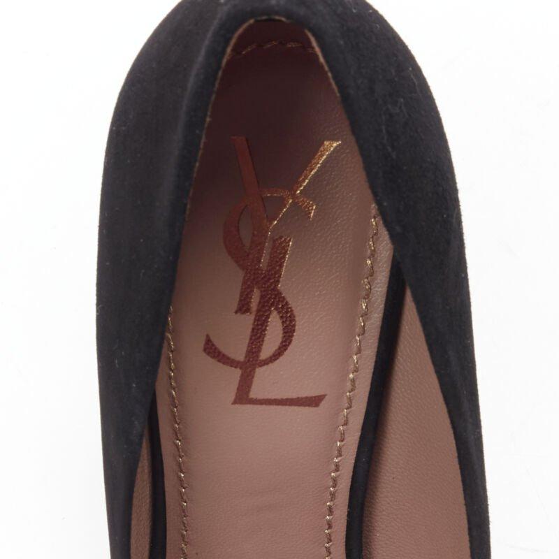 YVES SAINT LAURENT Charlie 105 black suede rhinestone jewel heel pump EU37.5 For Sale 5
