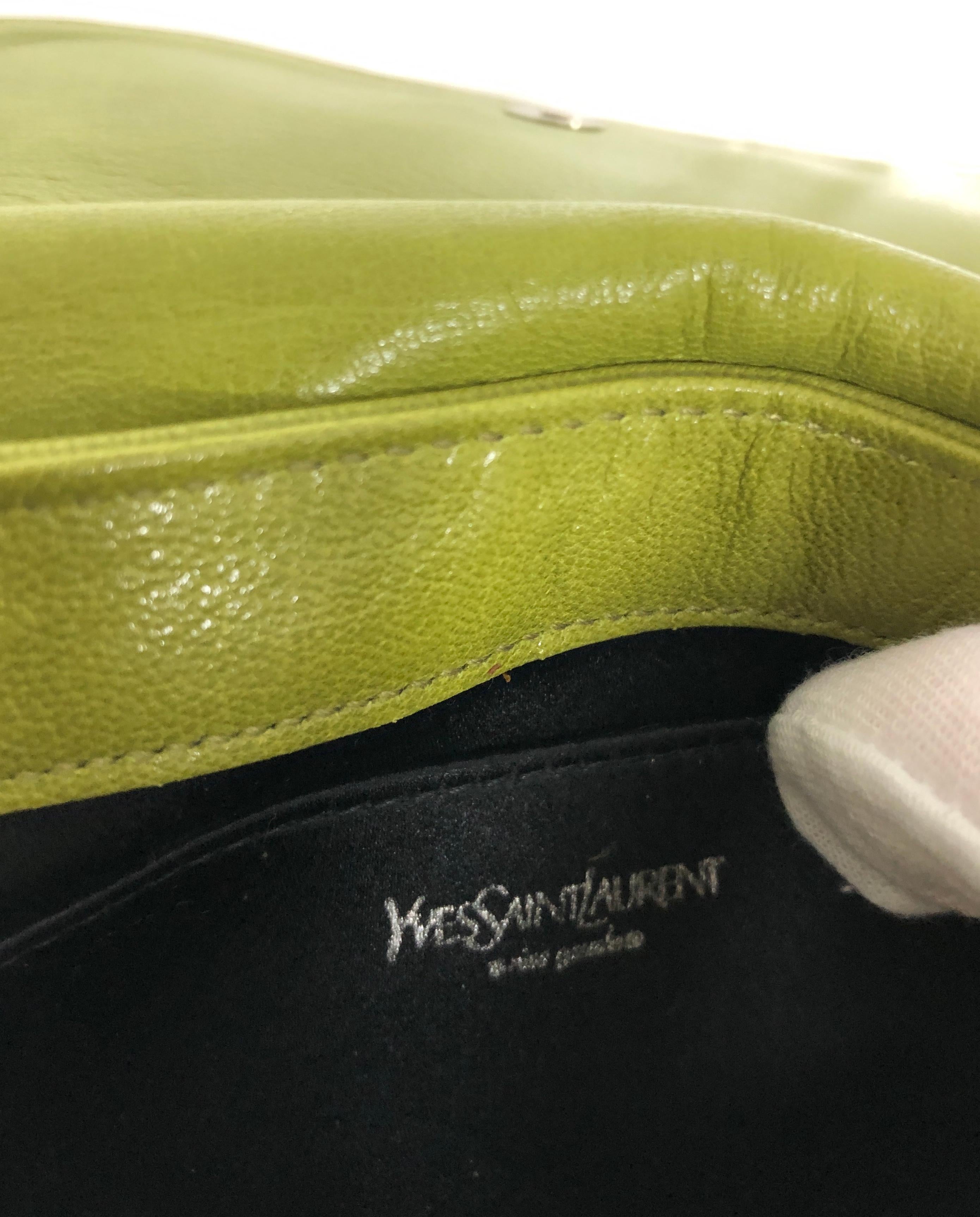 Yves Saint Laurent Chartreuse Green Leather Floral Ruffle Mini Shoulder Bag 9