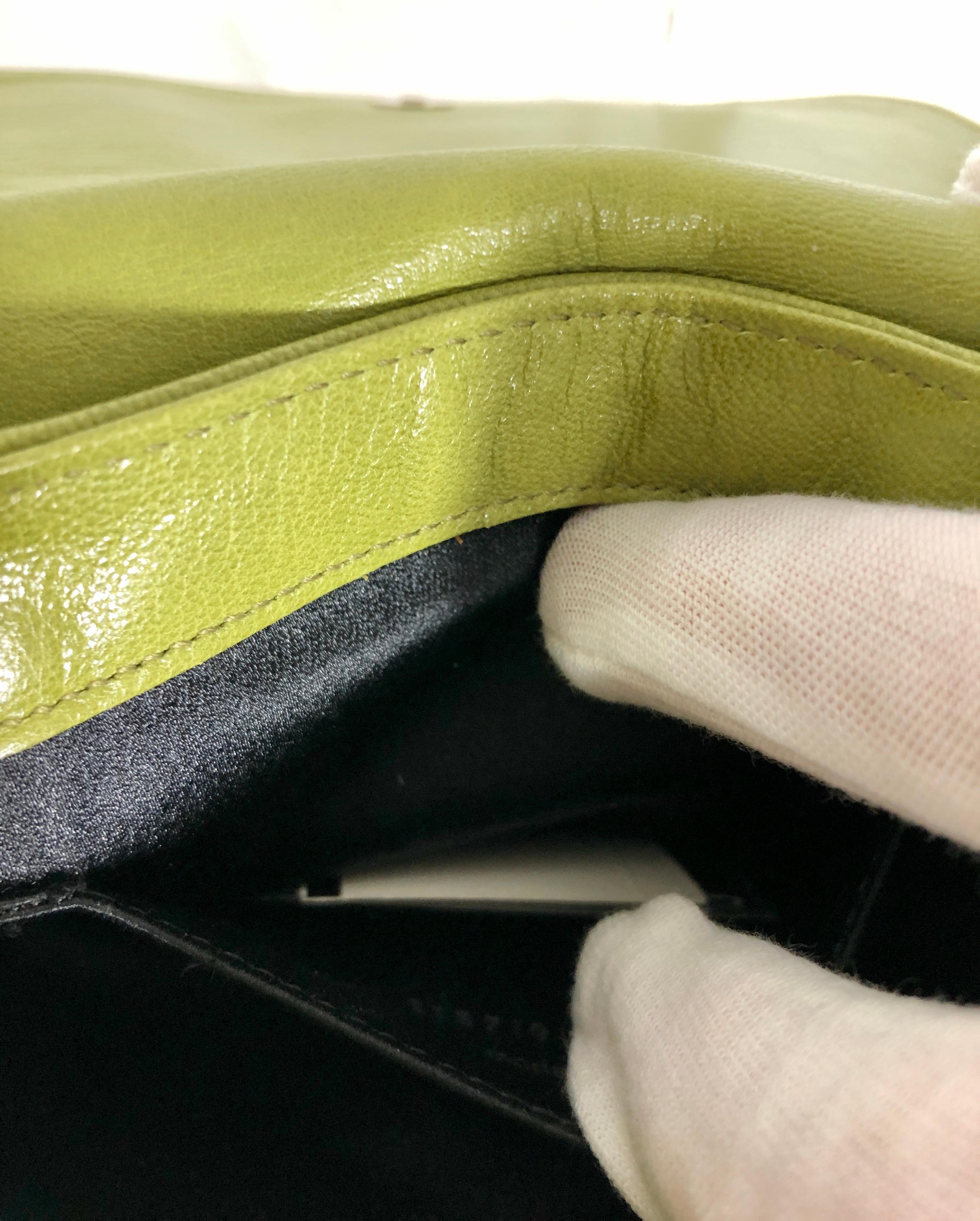 Yves Saint Laurent Chartreuse Green Leather Floral Ruffle Mini Shoulder Bag 10