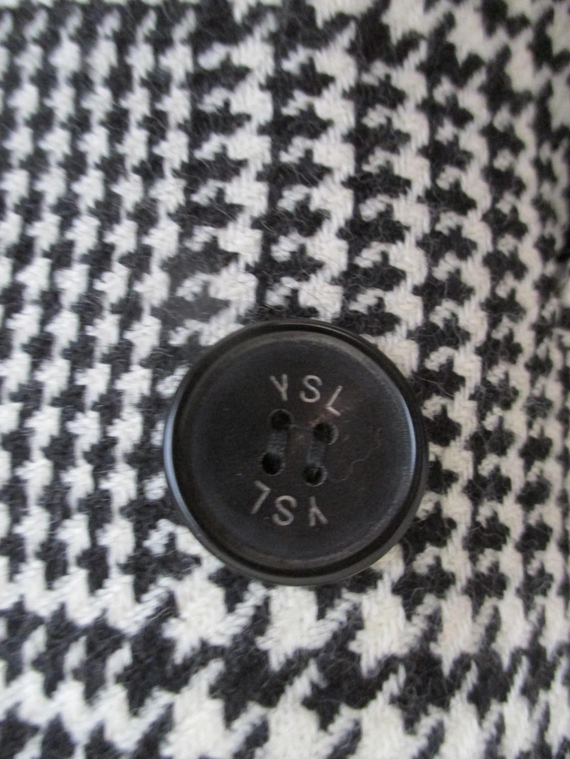 black and white check wool coat