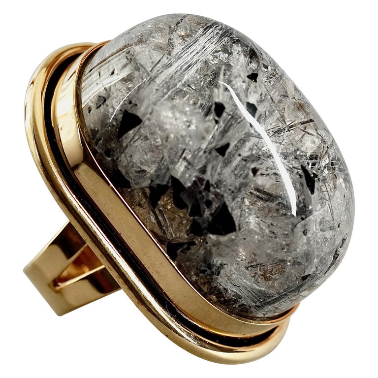 YVES SAINT LAURENT "Cherry" Rutilated Quartz Statement Cocktail Ring For  Sale at 1stDibs