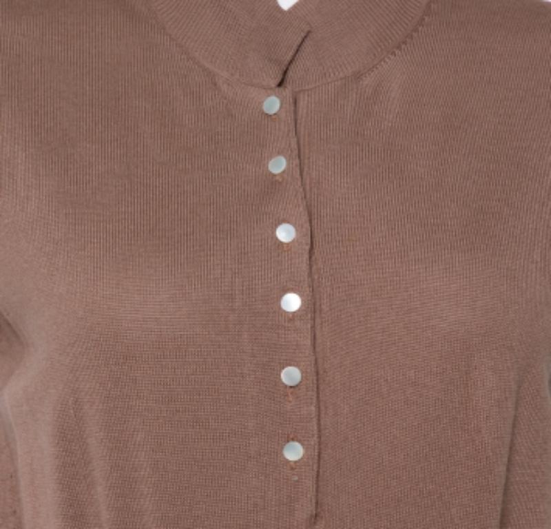 Yves Saint Laurent Chestnut Brown Wool Knit Sleeveless Dress L For Sale 3