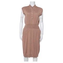 Yves Saint Laurent Chestnut Brown Wool Knit Sleeveless Dress L