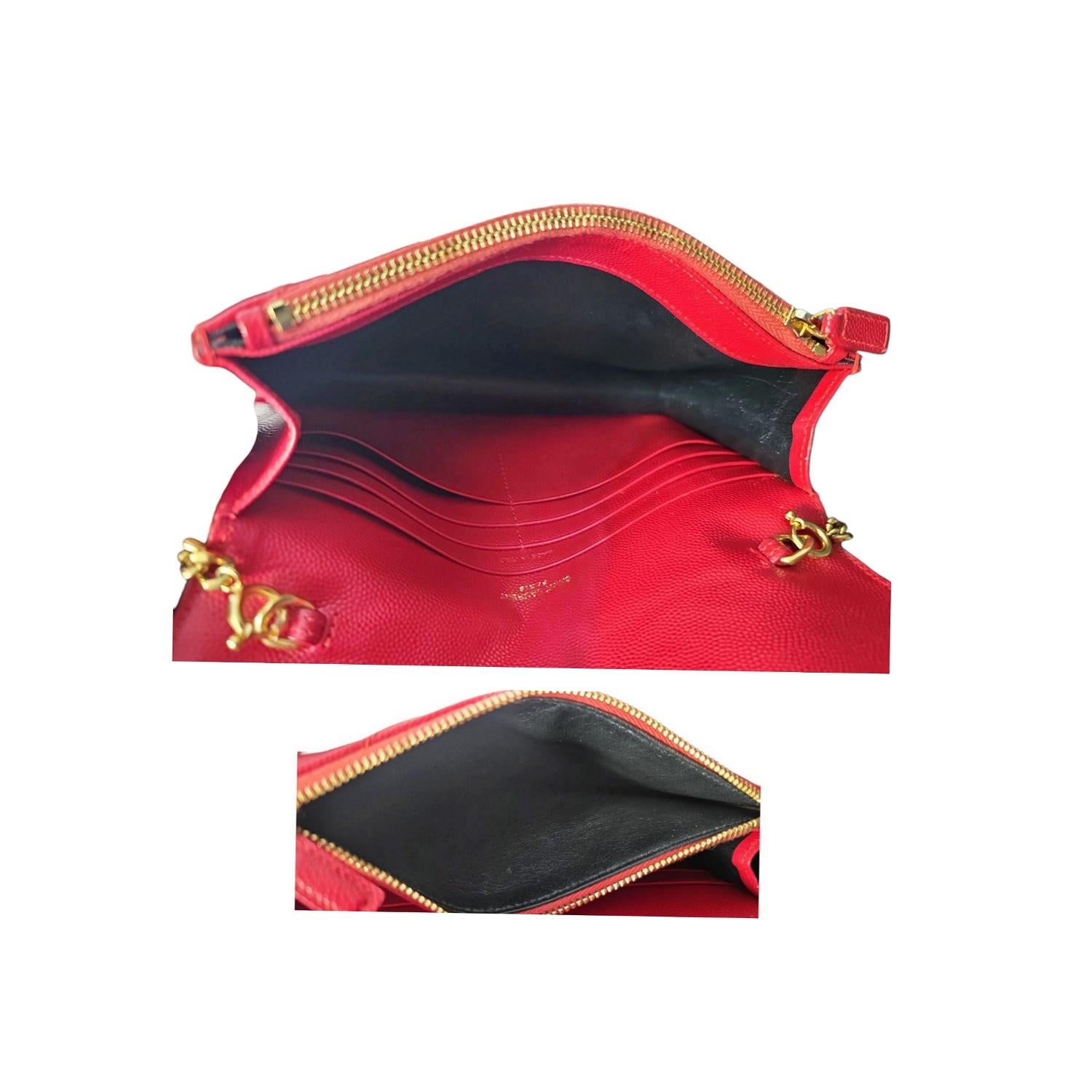 Yves Saint Laurent Portafoglio Cassandre Chevron Matelassé con Catena in vendita 5