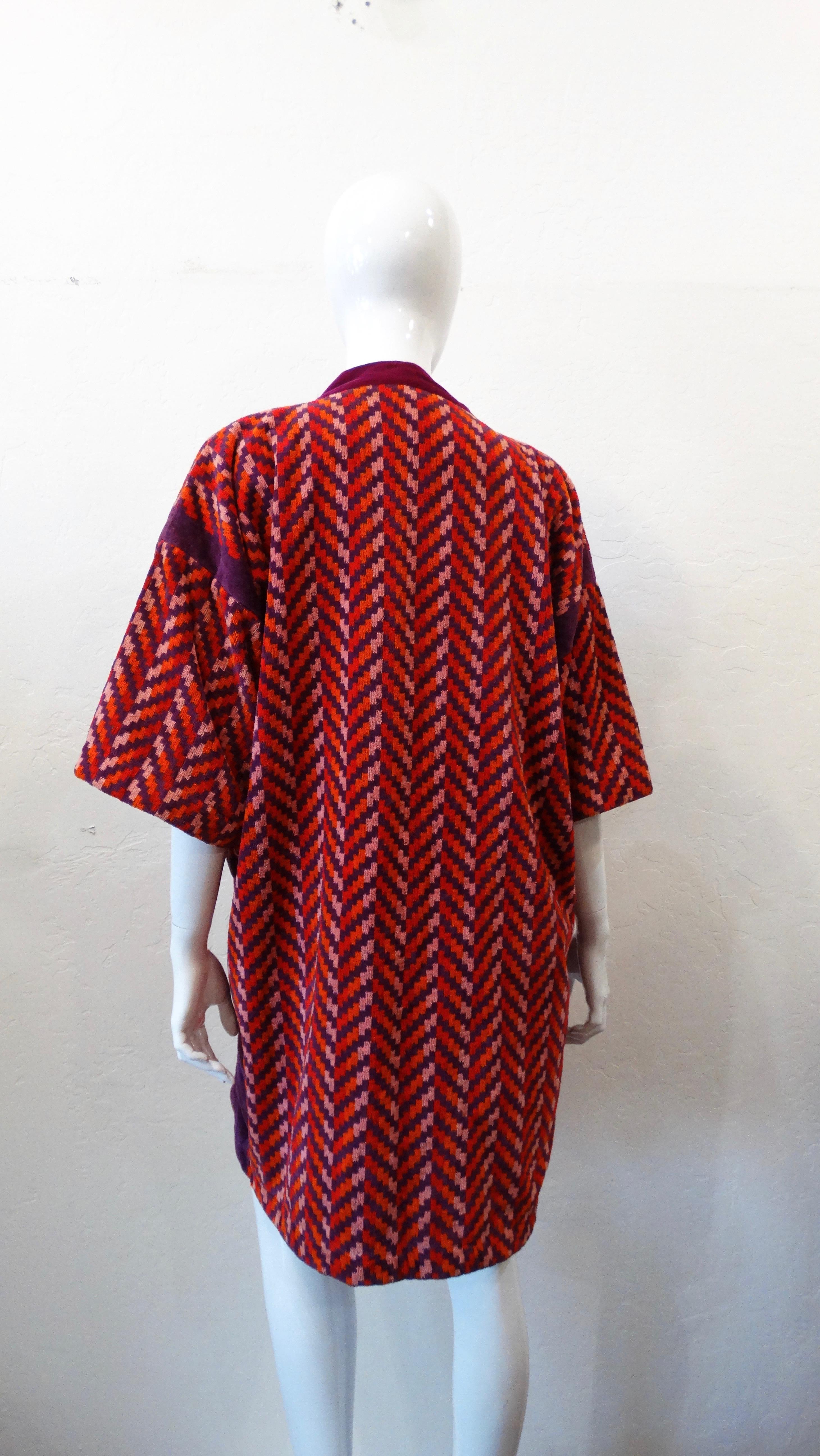Yves Saint Laurent Chevron Towel Cover-Up In Good Condition In Scottsdale, AZ