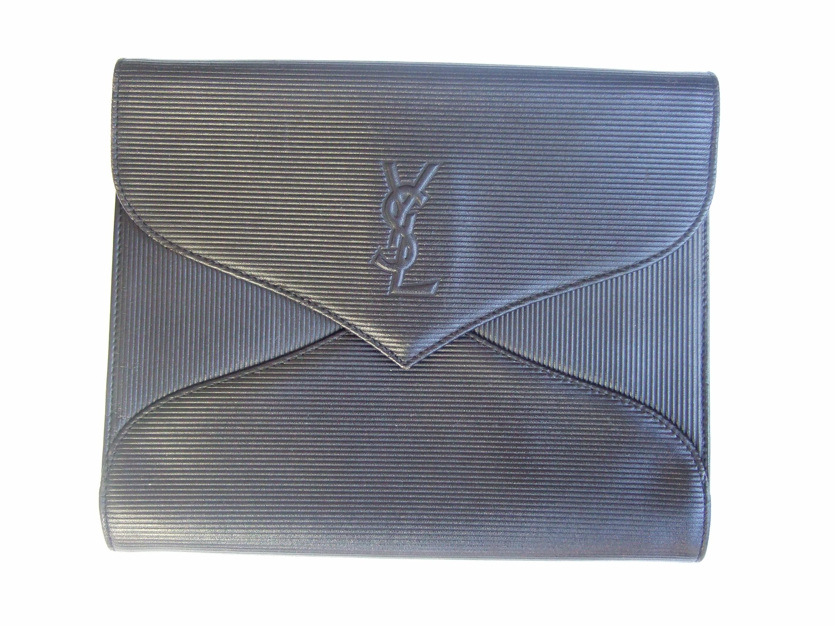 Yves Saint Laurent Chic Black Leather Versatile Clutch - Shoulder Bag c 1980s 3