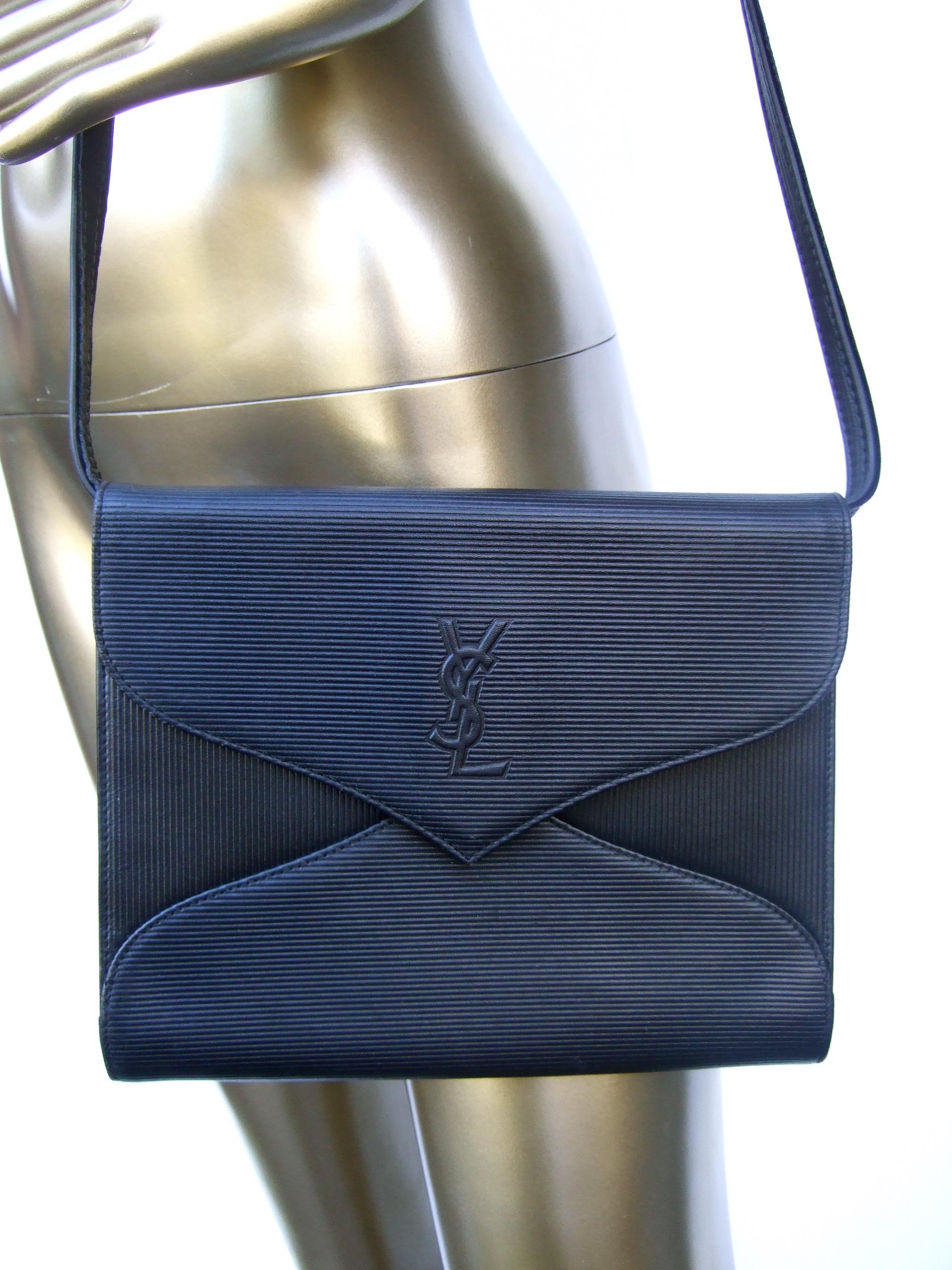 Yves Saint Laurent Chic Black Leather Versatile Clutch - Shoulder Bag c 1980s 6