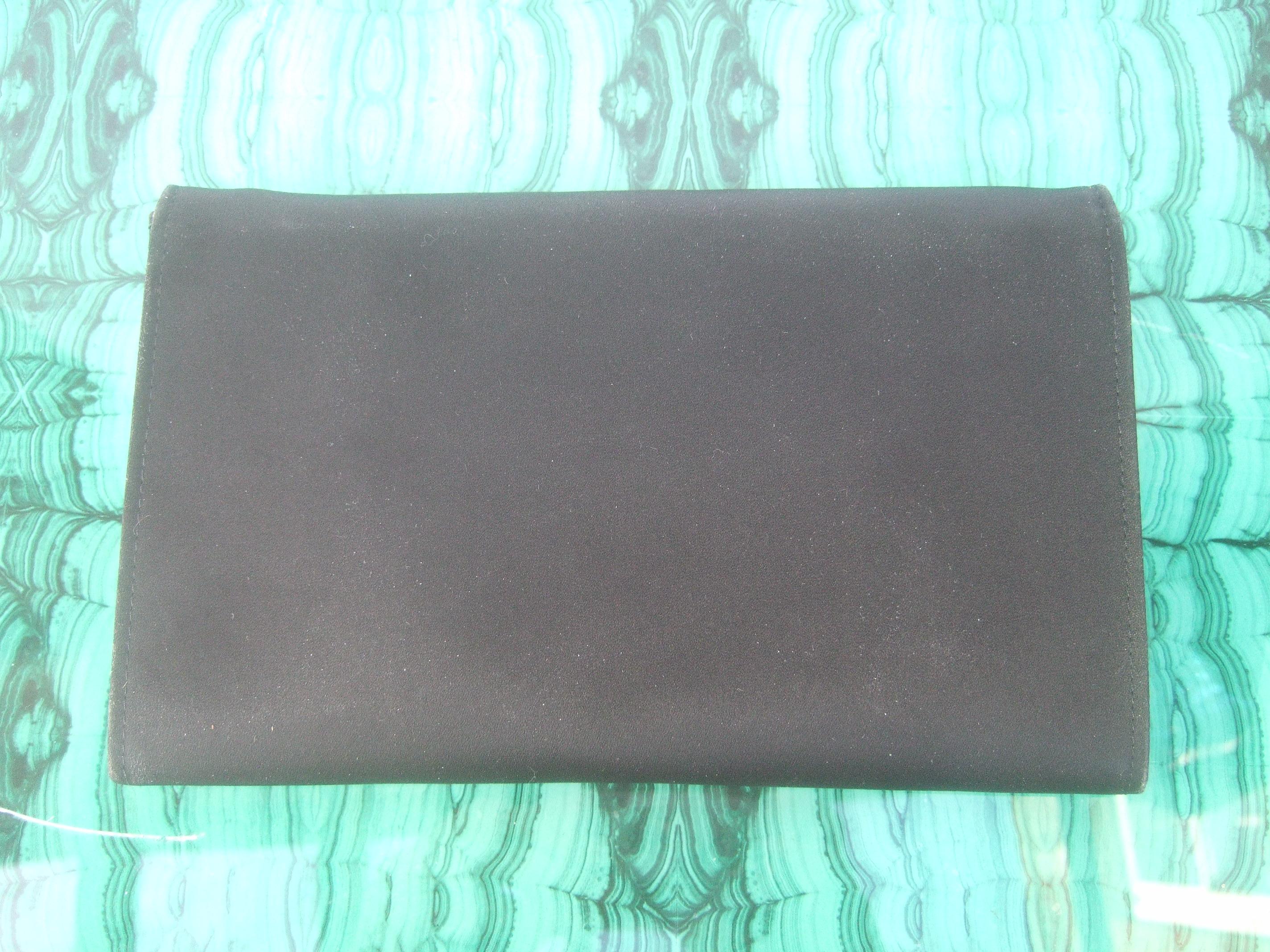 Yves Saint Laurent Chic Black Satin Clutch Bag c 1980s 1
