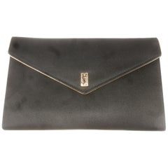 Vintage Yves Saint Laurent Chic Black Satin Clutch Bag c 1980s