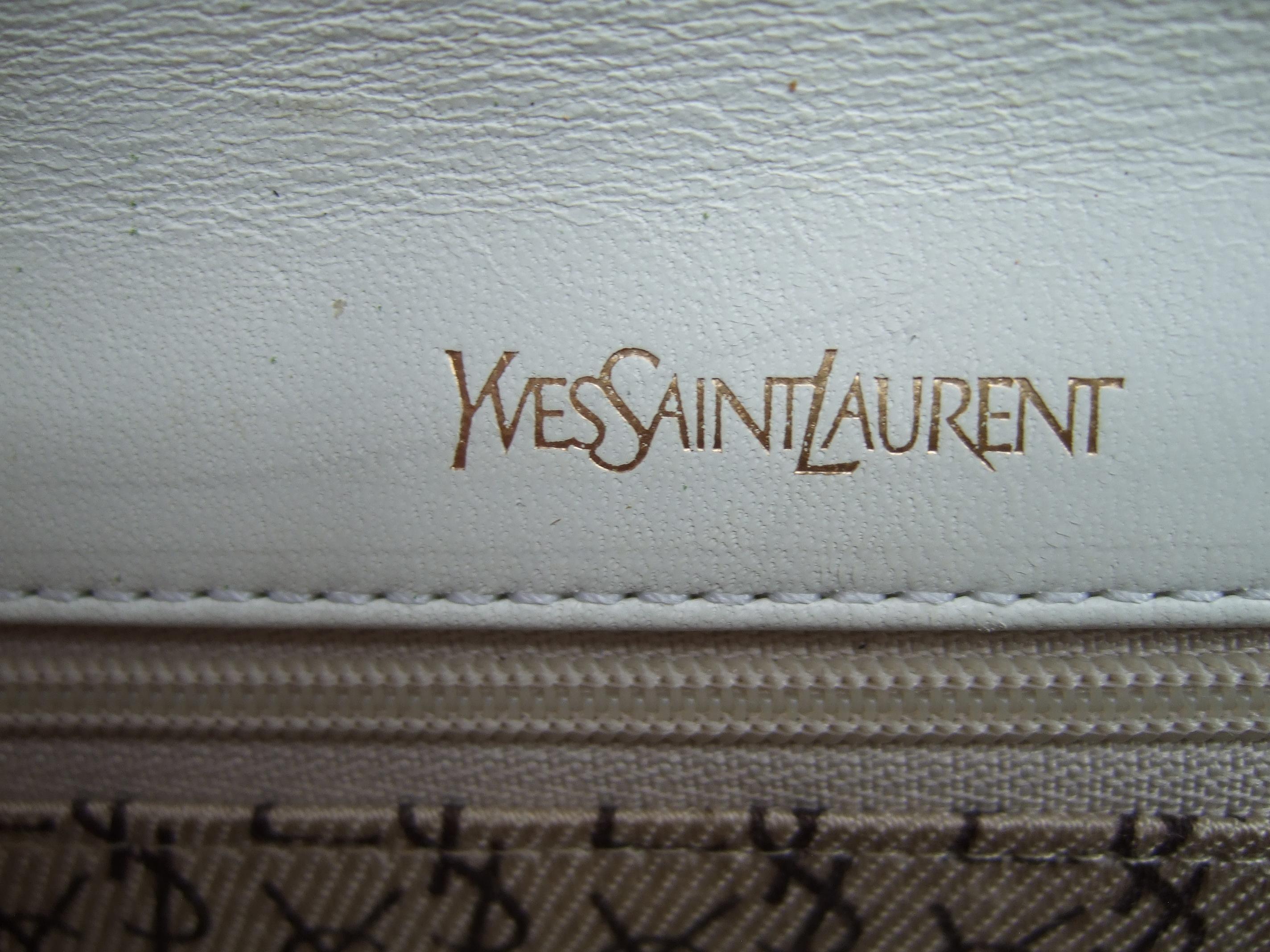 Yves Saint Laurent Chic Embossed Cream Leather Clutch c 1980s 6