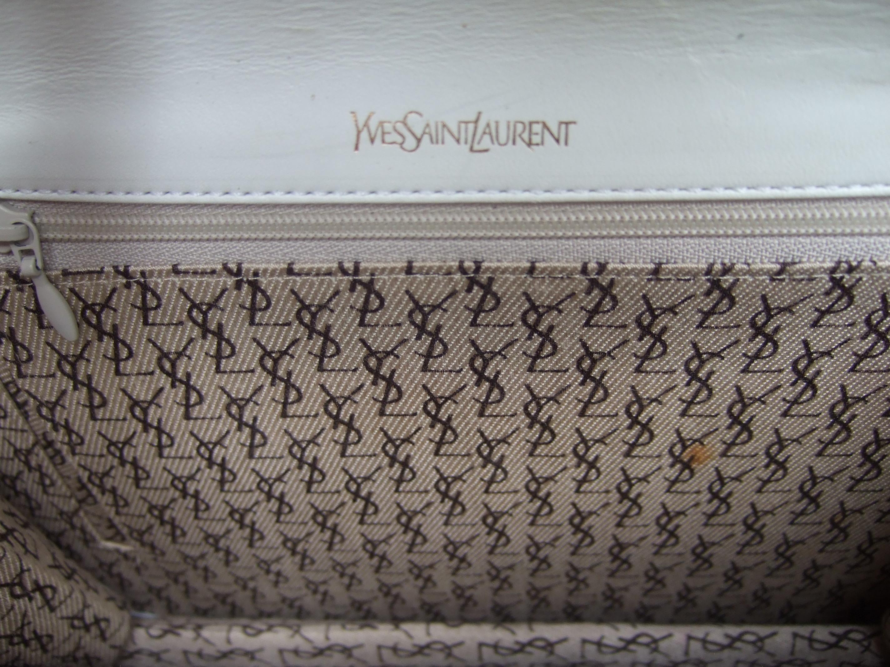 Yves Saint Laurent Chic Embossed Cream Leather Clutch c 1980s 7