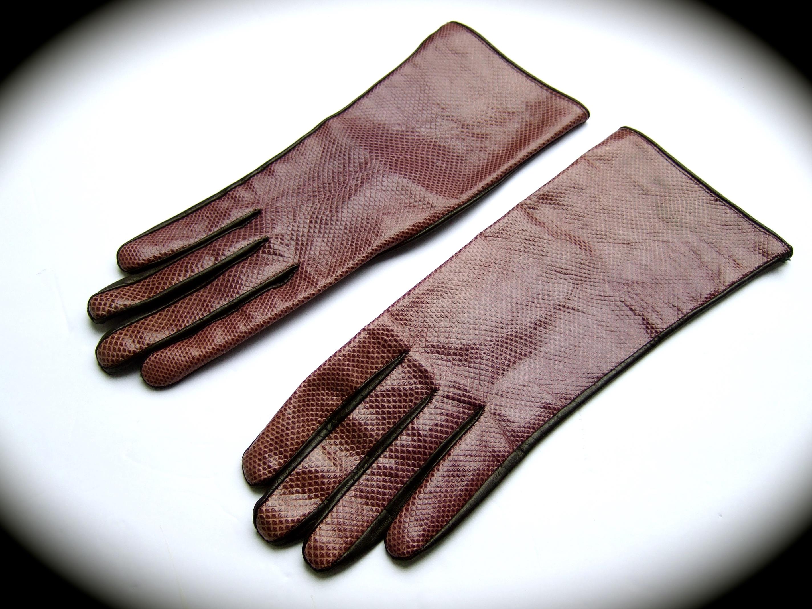 embossed leather gloves