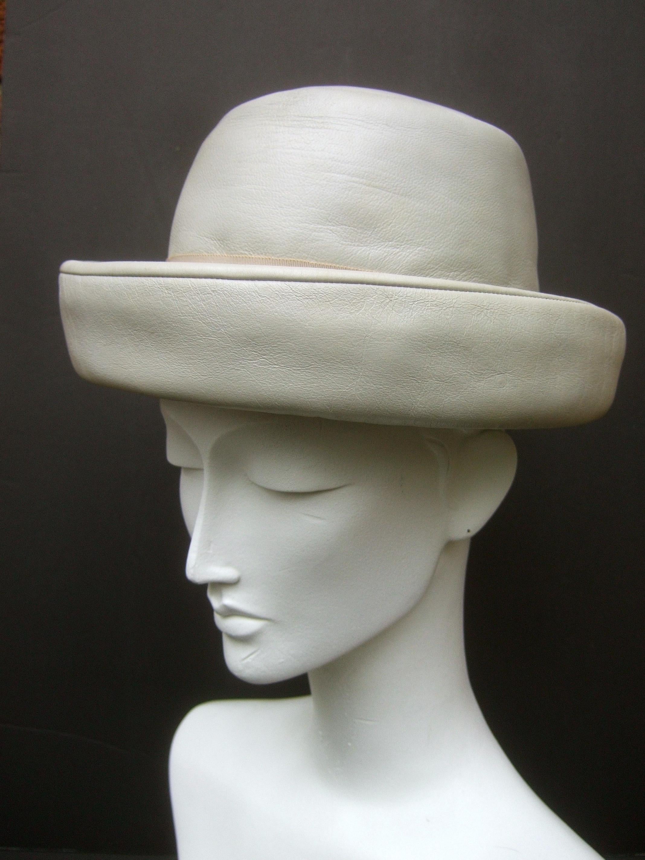 Yves Saint Laurent Chic Mod Leather Hat Circa 1970 For Sale 5