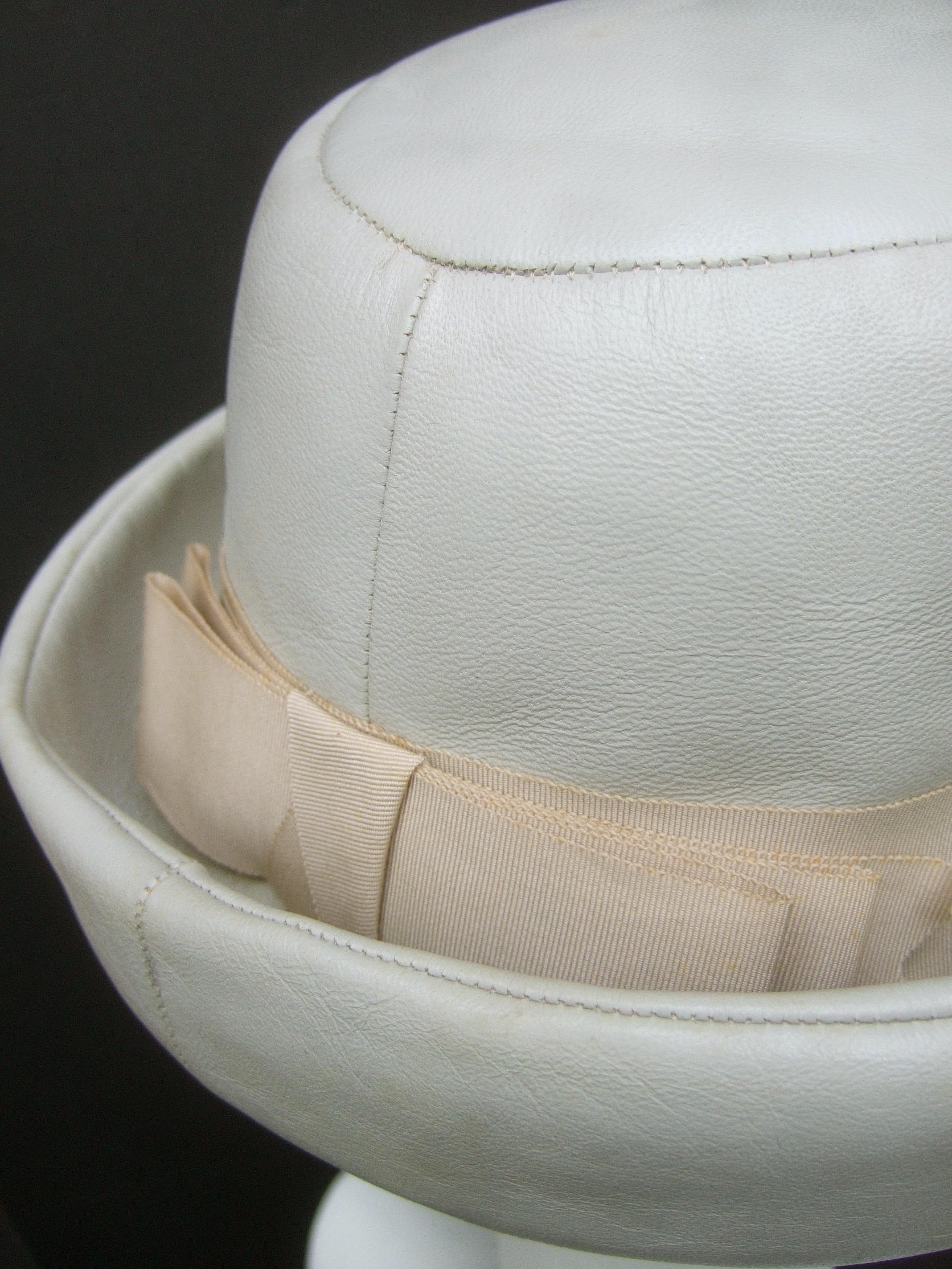 Yves Saint Laurent Chic Mod Leather Hat Circa 1970 For Sale 6