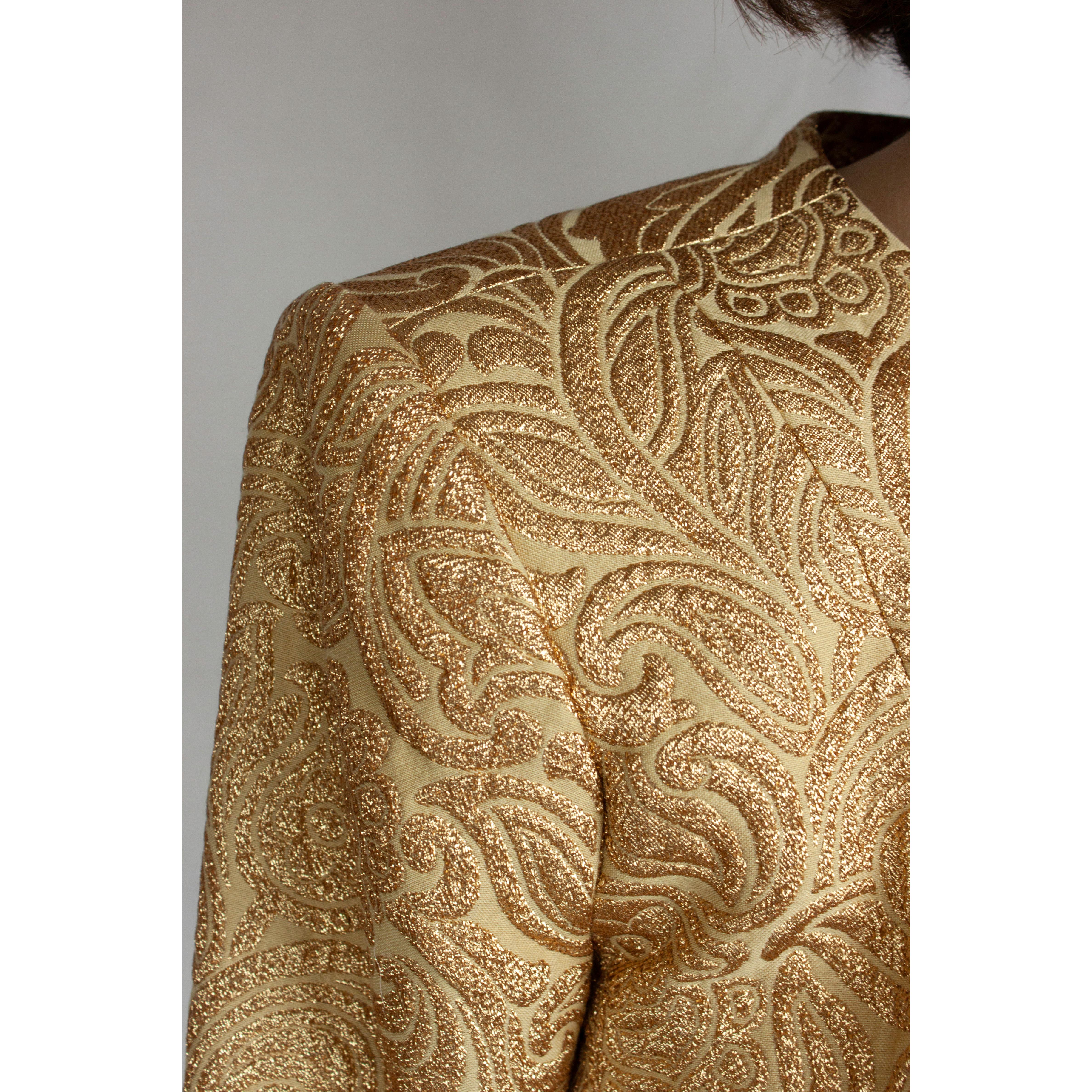 Gold Yves Saint Laurent Chinese collection gold brocade skirt ensemble.circa 1980