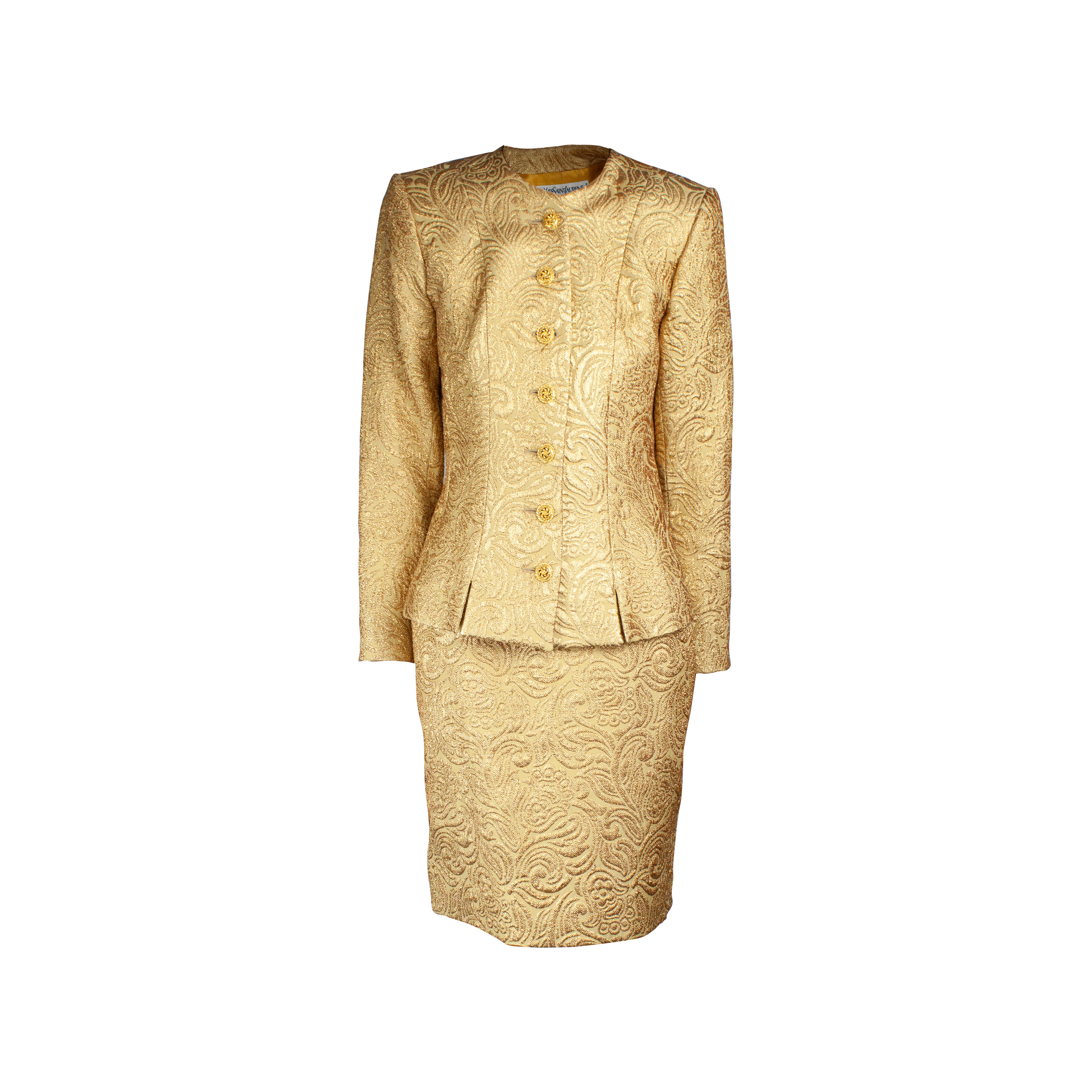 Yves Saint Laurent Chinese collection gold brocade skirt ensemble.circa 1980