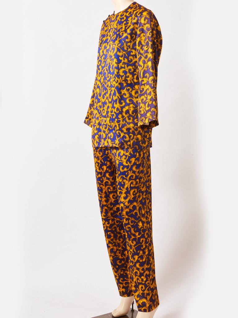 Marron Ensemble tunique et pantalon de la collection chinoise Yves Saint Laurent en vente