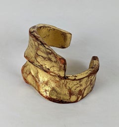 Yves Saint Laurent Chinese Gilt Wood Carved Bracelet